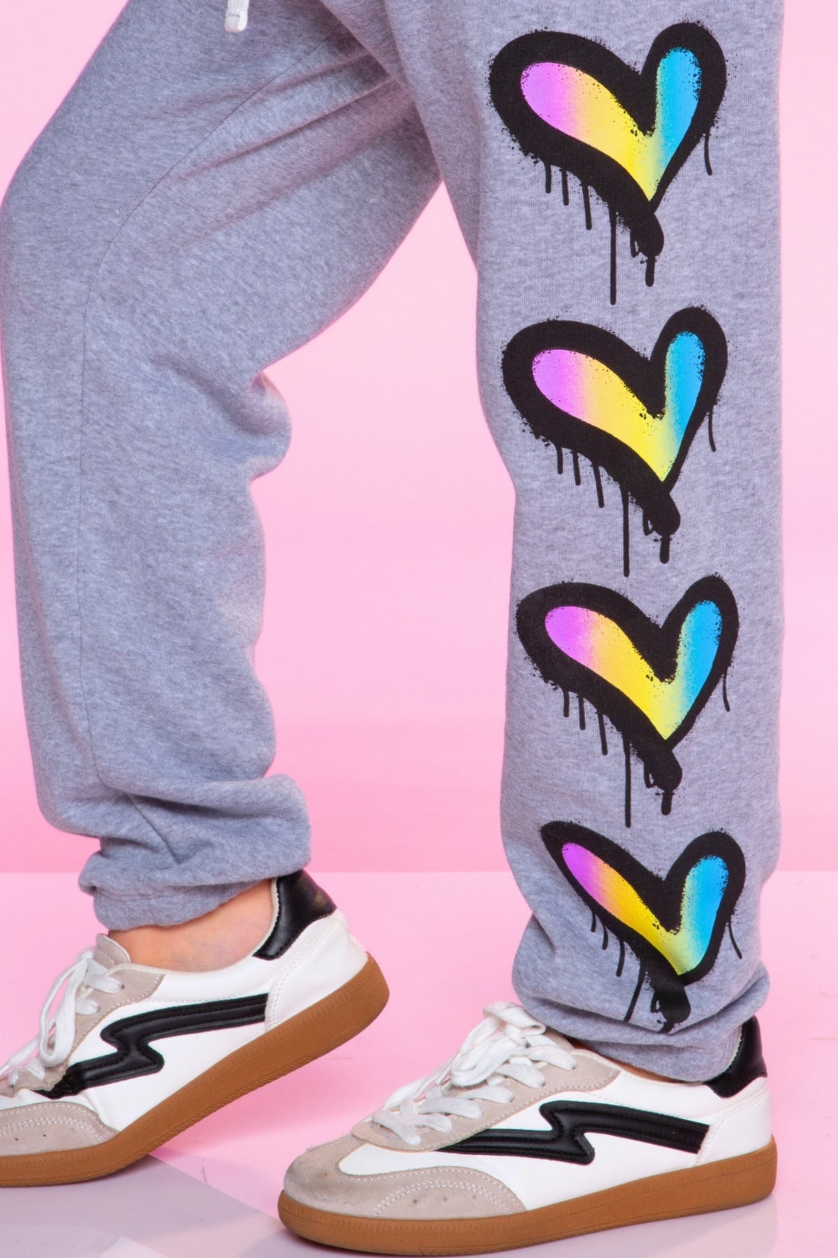 Cotton Soft French Terry Sweatpant ••• - Vintage Iris Sequin Heart