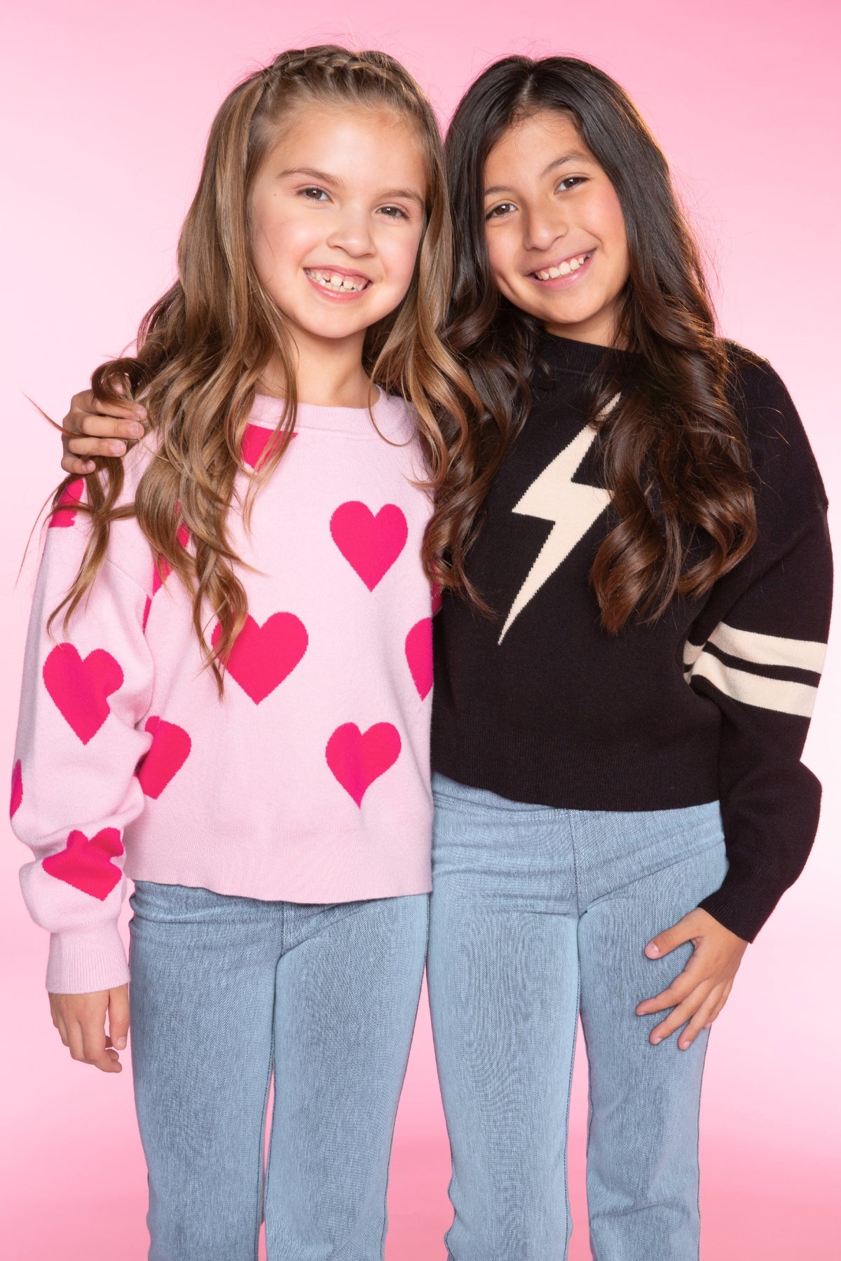 Yummy Soft Crew Neck Sweater - Pink Hearts