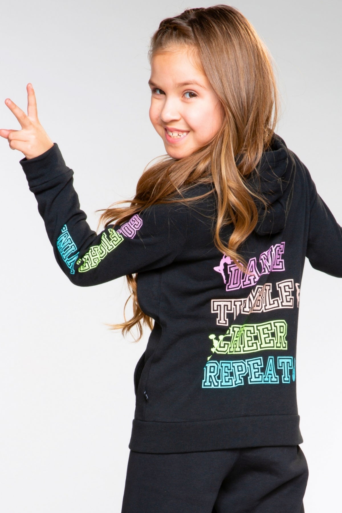 Cotton Soft French Terry Easy Zip Hoodie - Latte Leopard Bow