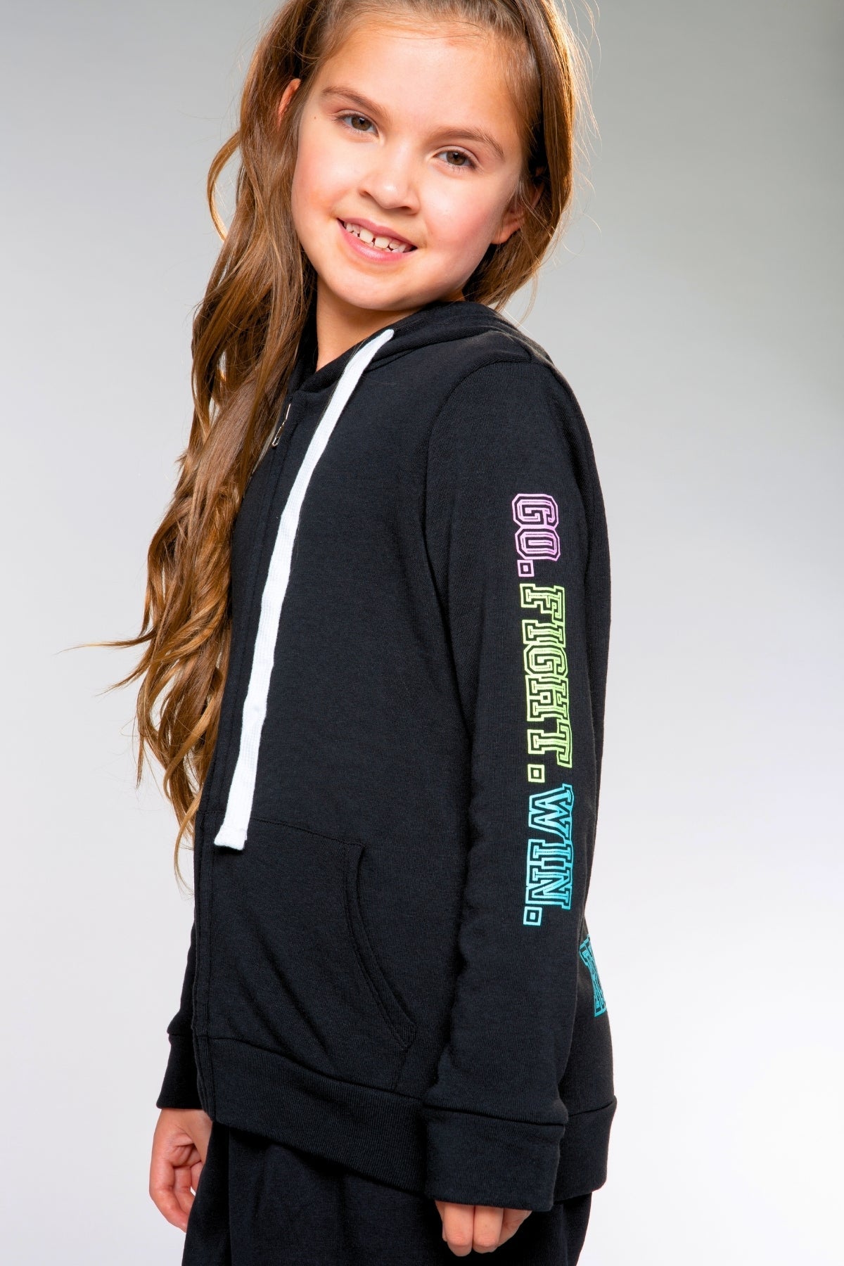 Cotton Soft French Terry Easy Zip Hoodie - Latte Leopard Bow