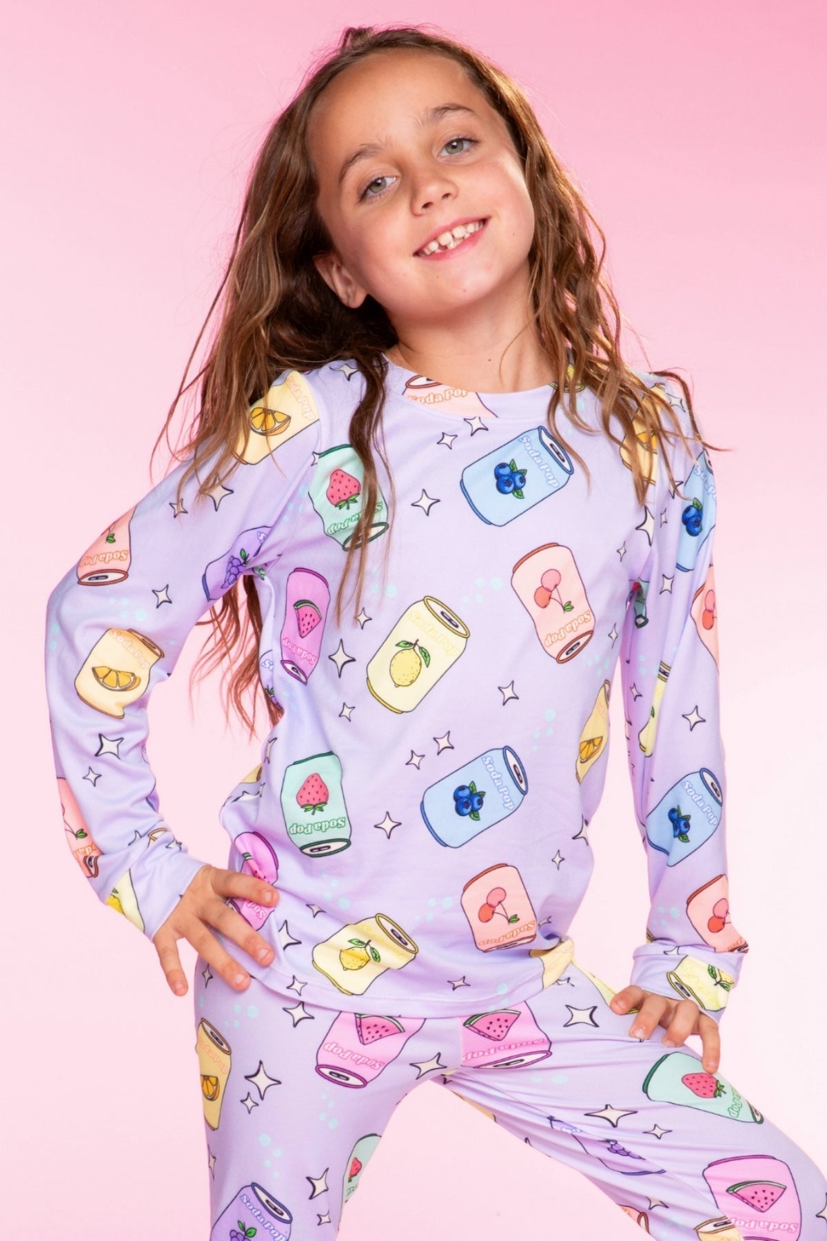 Simply Soft Long Sleeve Crew & Slim Lounge Bottom. - Lavender Soda Pop