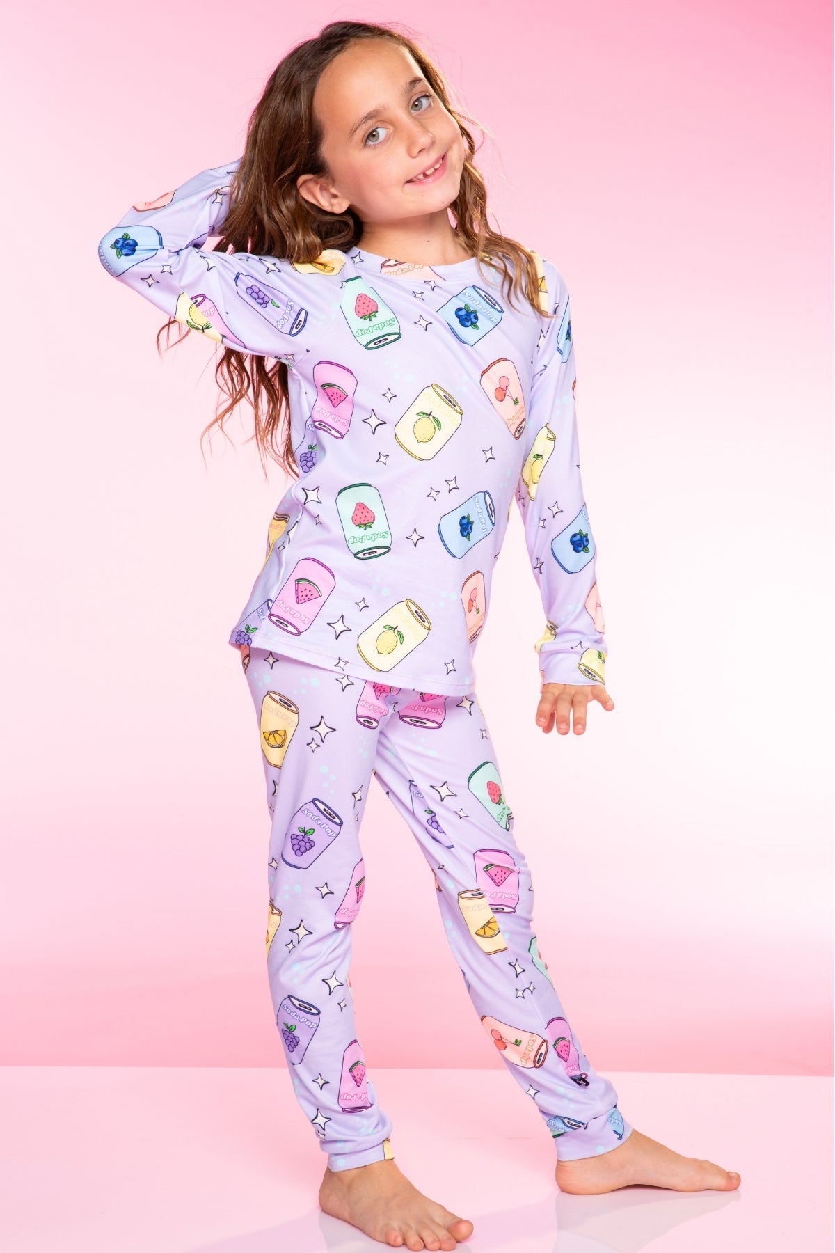 Simply Soft Long Sleeve Crew & Slim Lounge Bottom. - Lavender Soda Pop