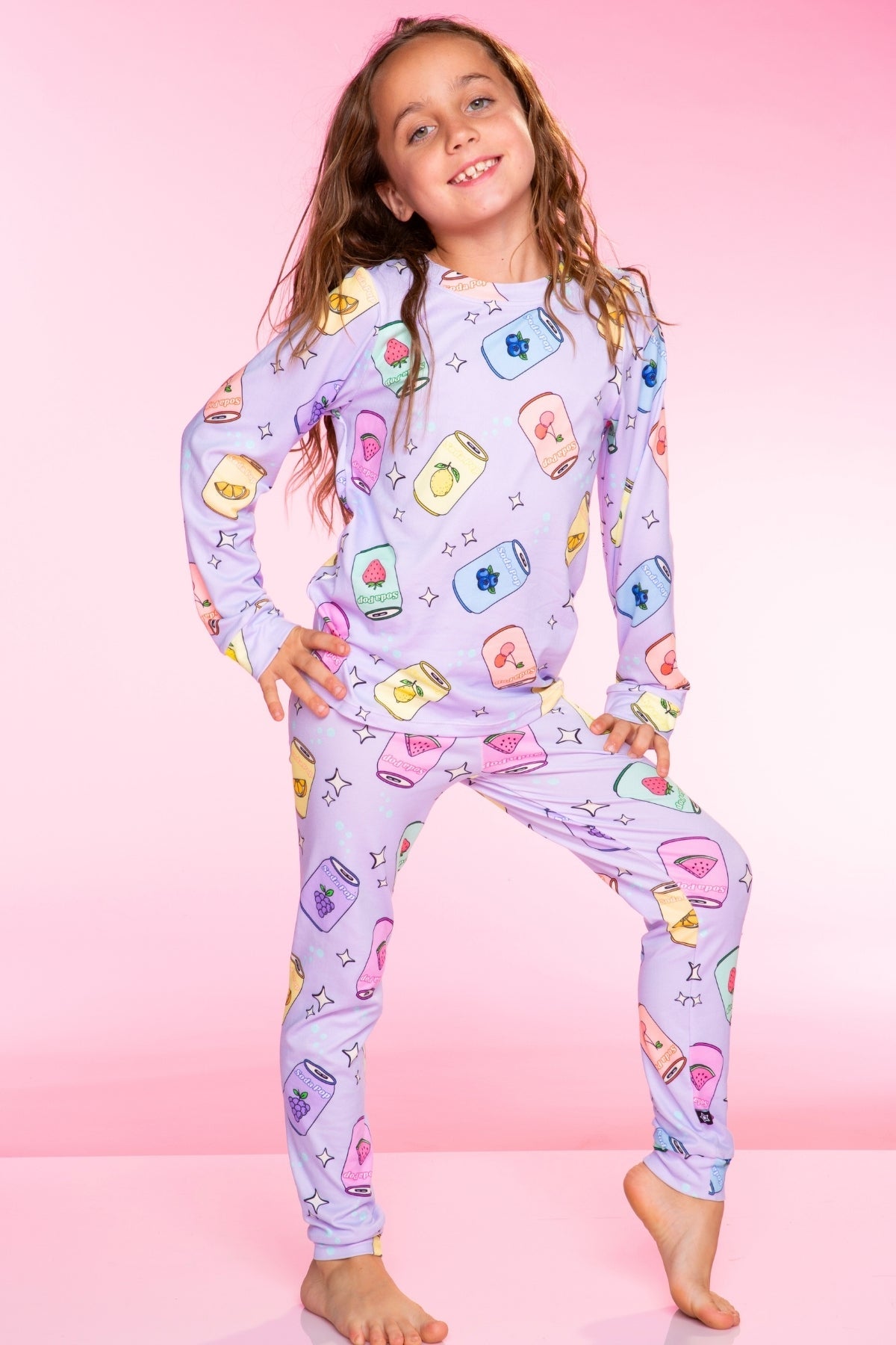 Simply Soft Long Sleeve Crew & Slim Lounge Bottom. - Lavender Soda Pop