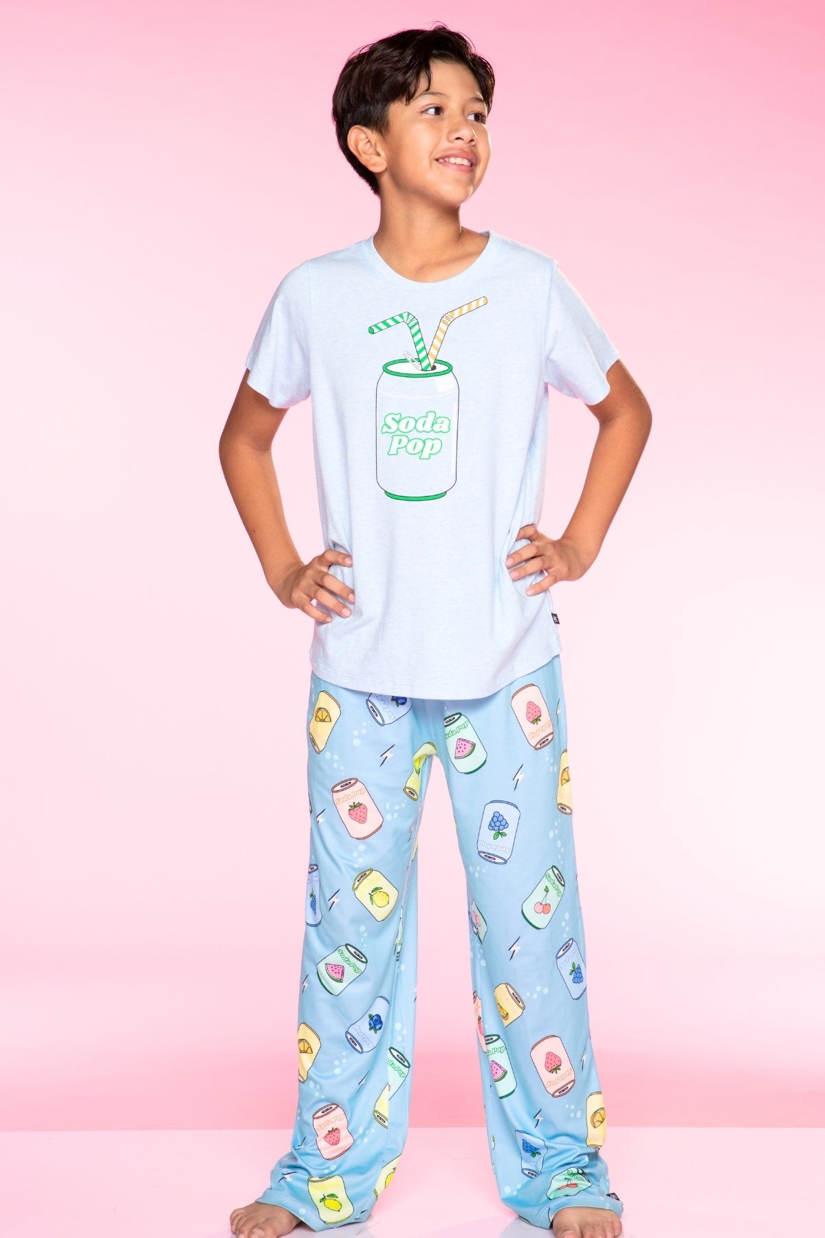 Triblend Graphic Tee & Simply Soft Karate Pant - Black Grey Cousin Crew Smile