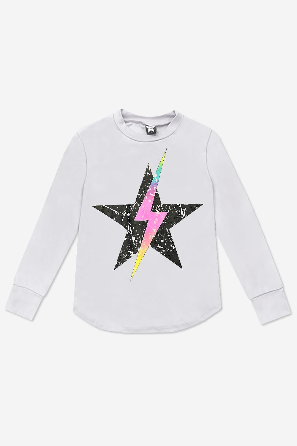 Modal Long Sleeve Shirttail Top - Black Rainbow Peace Love