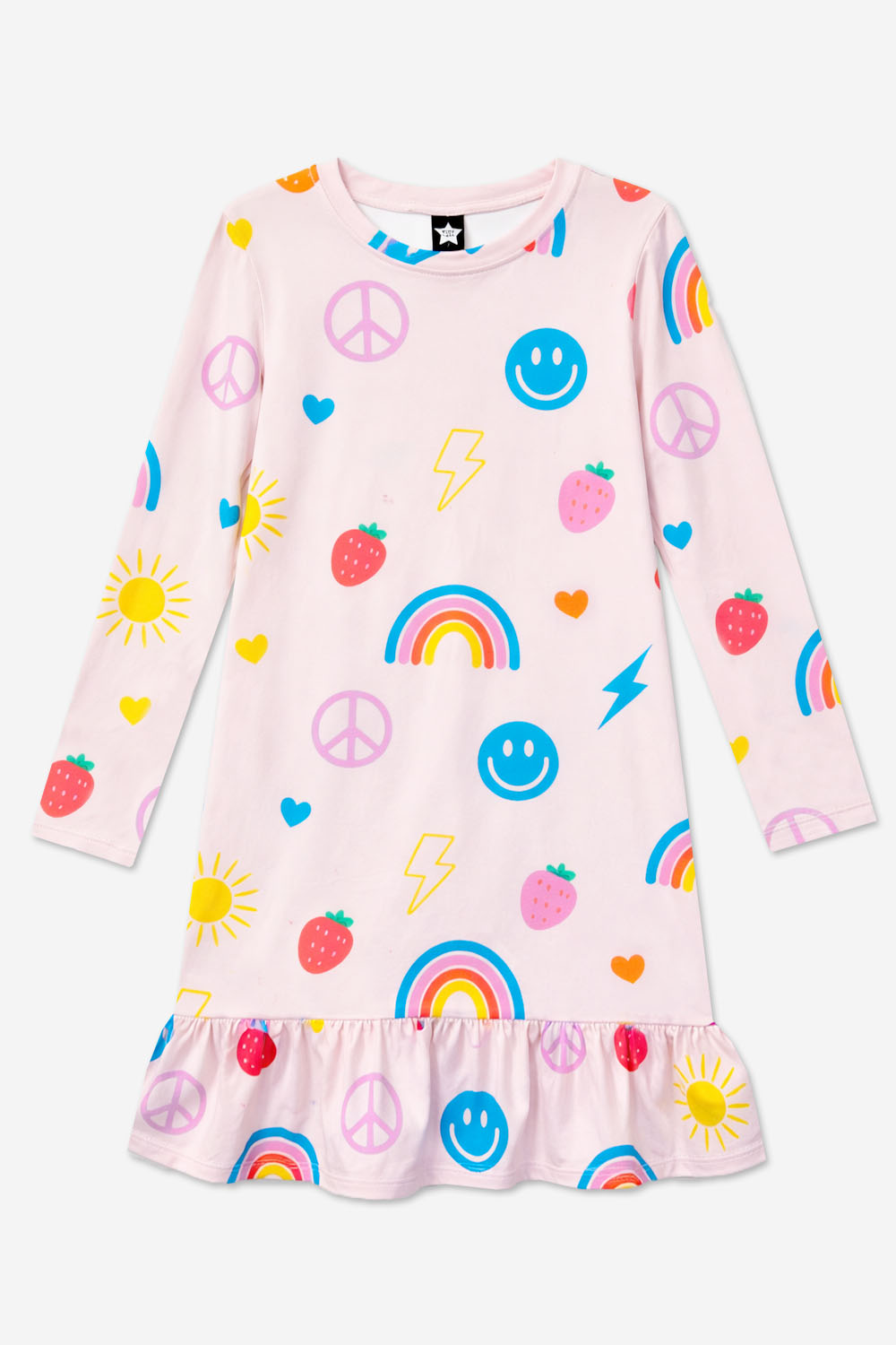 Simply Soft Long Sleeve Ruffle Lounge Dress - Lilac Rainbow Gummy Bear - NEW!