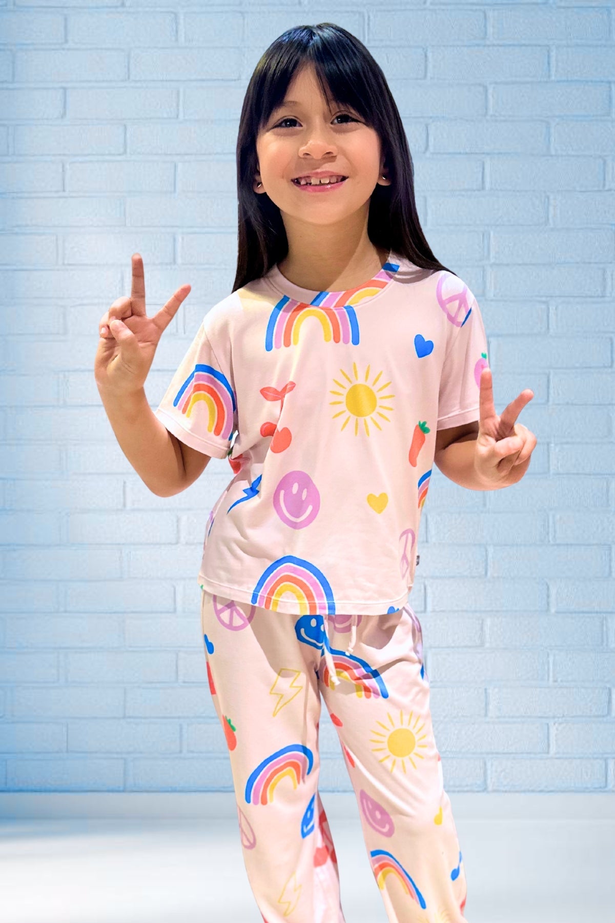 Simply Soft Easy Tee & Karate Pant - Dusty Pink Sticker Emojis