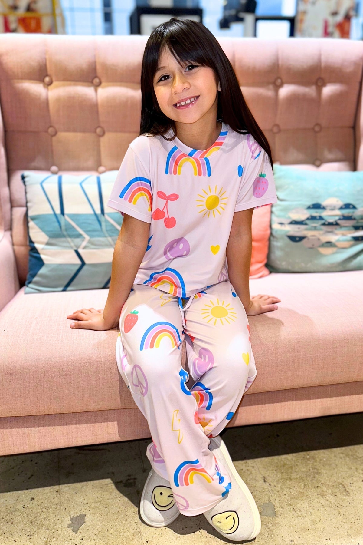 Simply Soft Easy Tee & Karate Pant - Dusty Pink Sticker Emojis