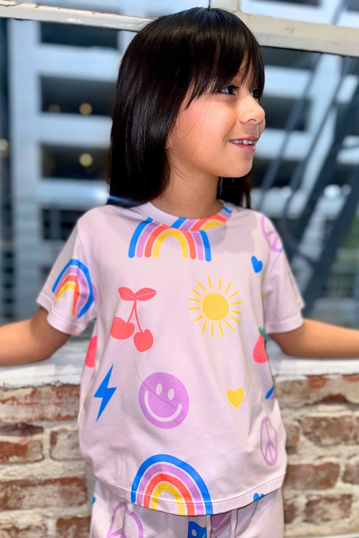 Simply Soft Easy Tee & Karate Pant - Dusty Pink Sticker Emojis