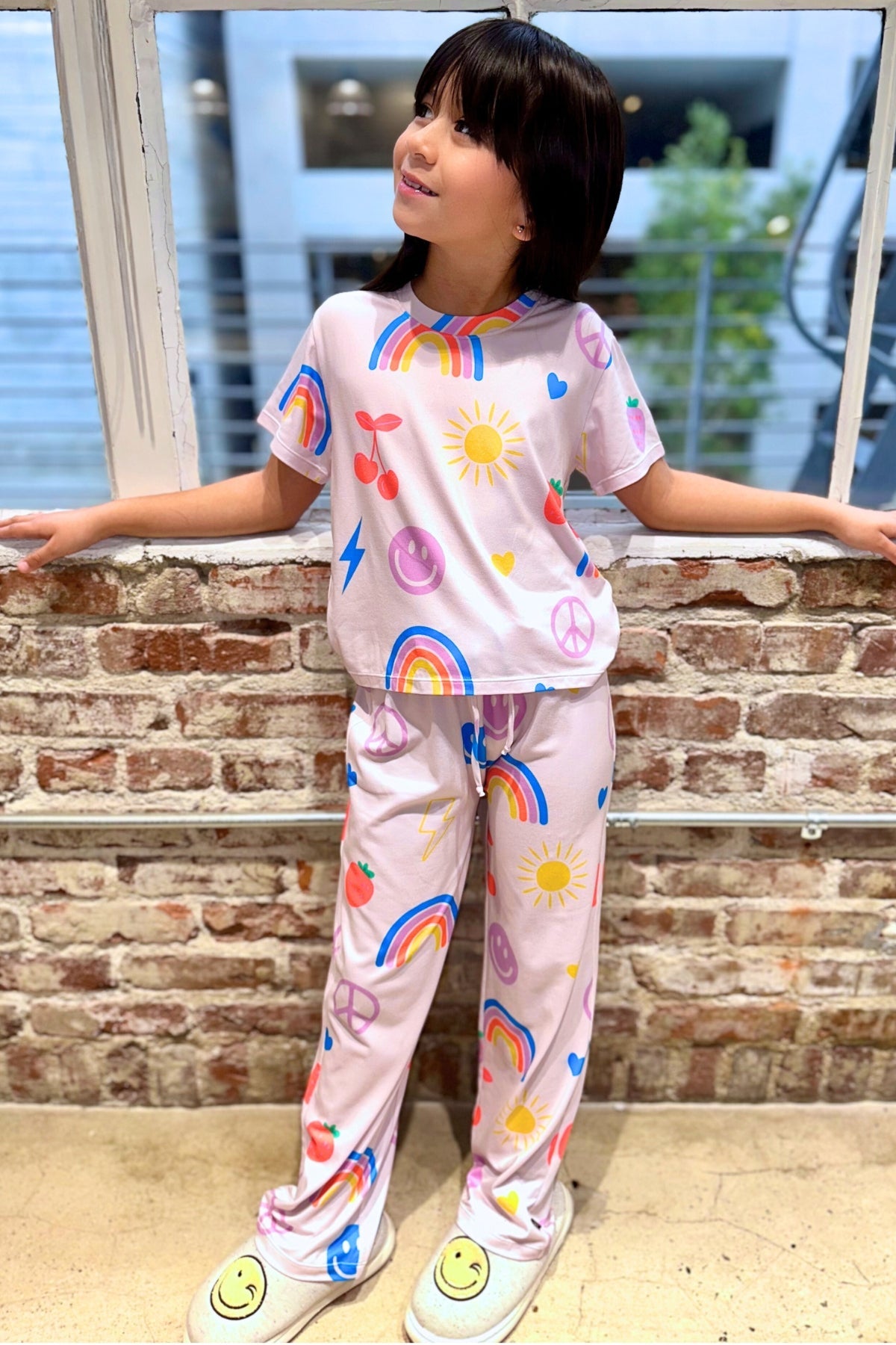 Simply Soft Easy Tee & Karate Pant - Dusty Pink Sticker Emojis