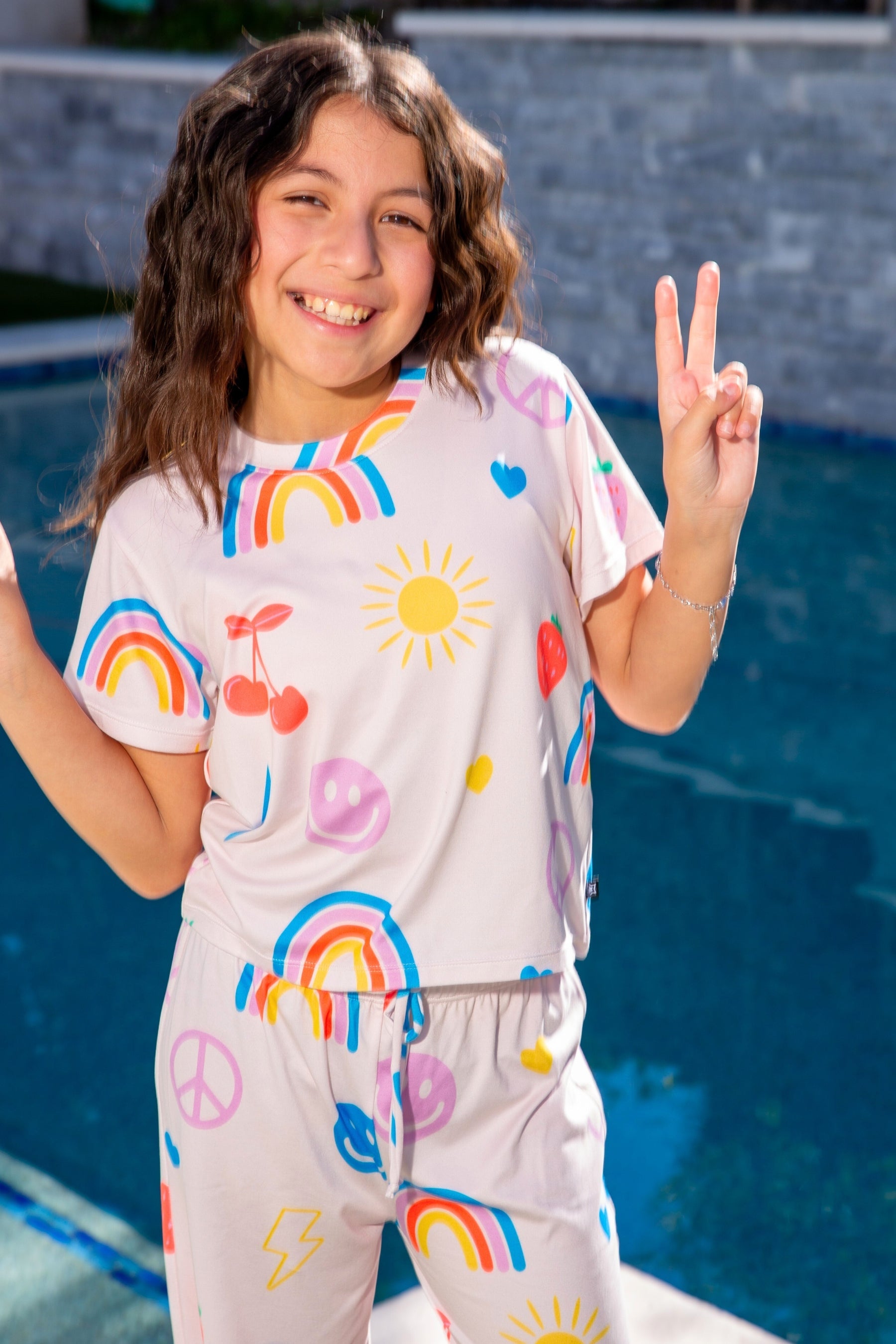 Simply Soft Easy Tee & Karate Pant - Dusty Pink Sticker Emojis