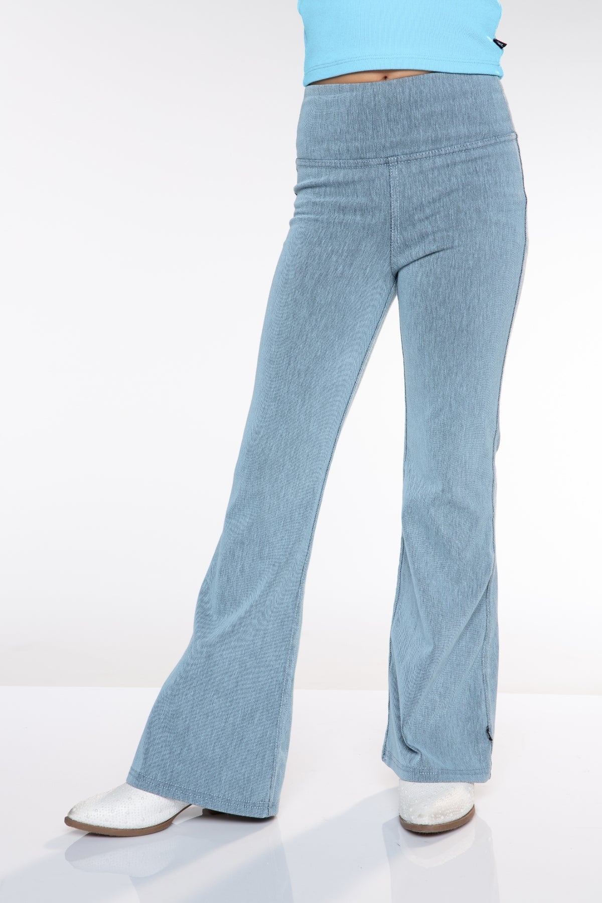Super Stretch Soft Denim Flare Jegging - Light Blue Denim - NEW!