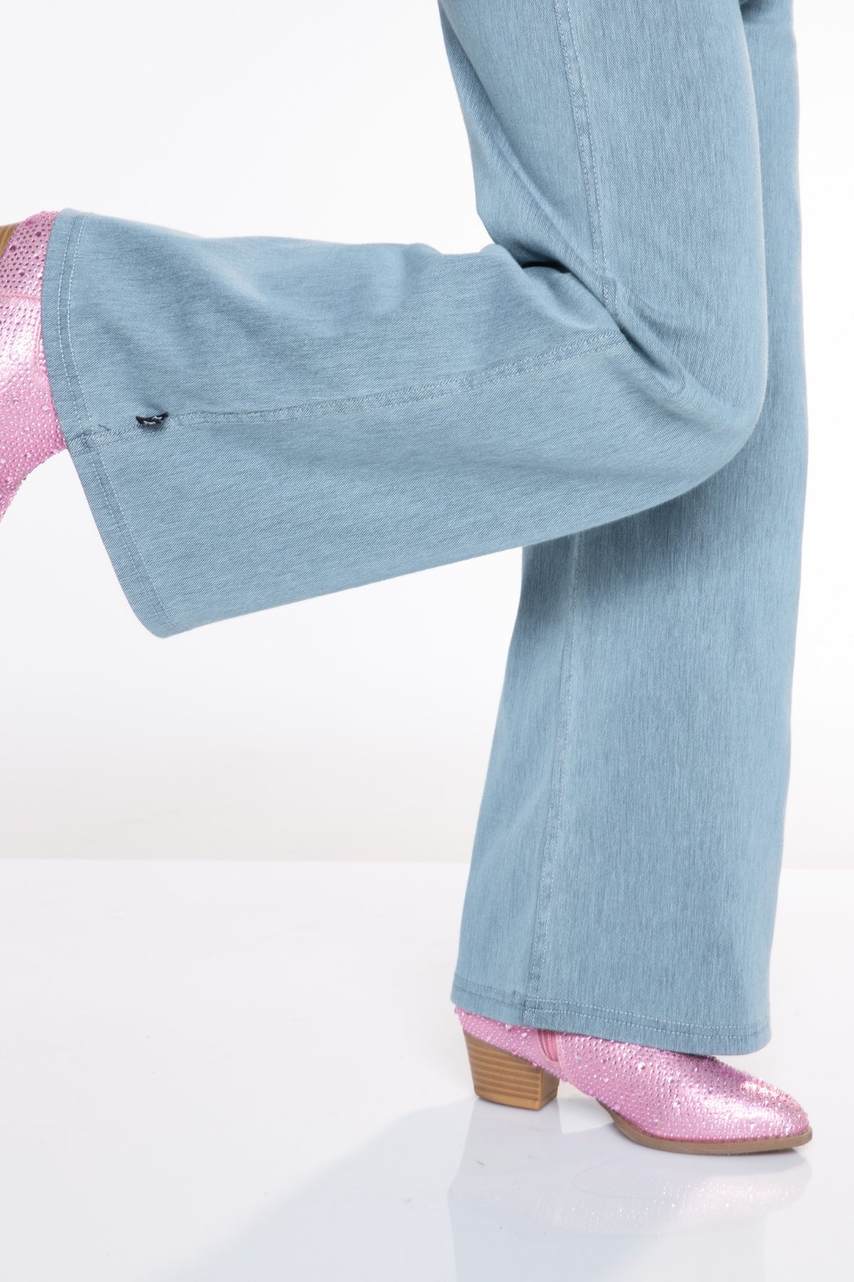Super Stretch Soft Denim Wide Leg Jegging - Light Blue Denim - NEW!