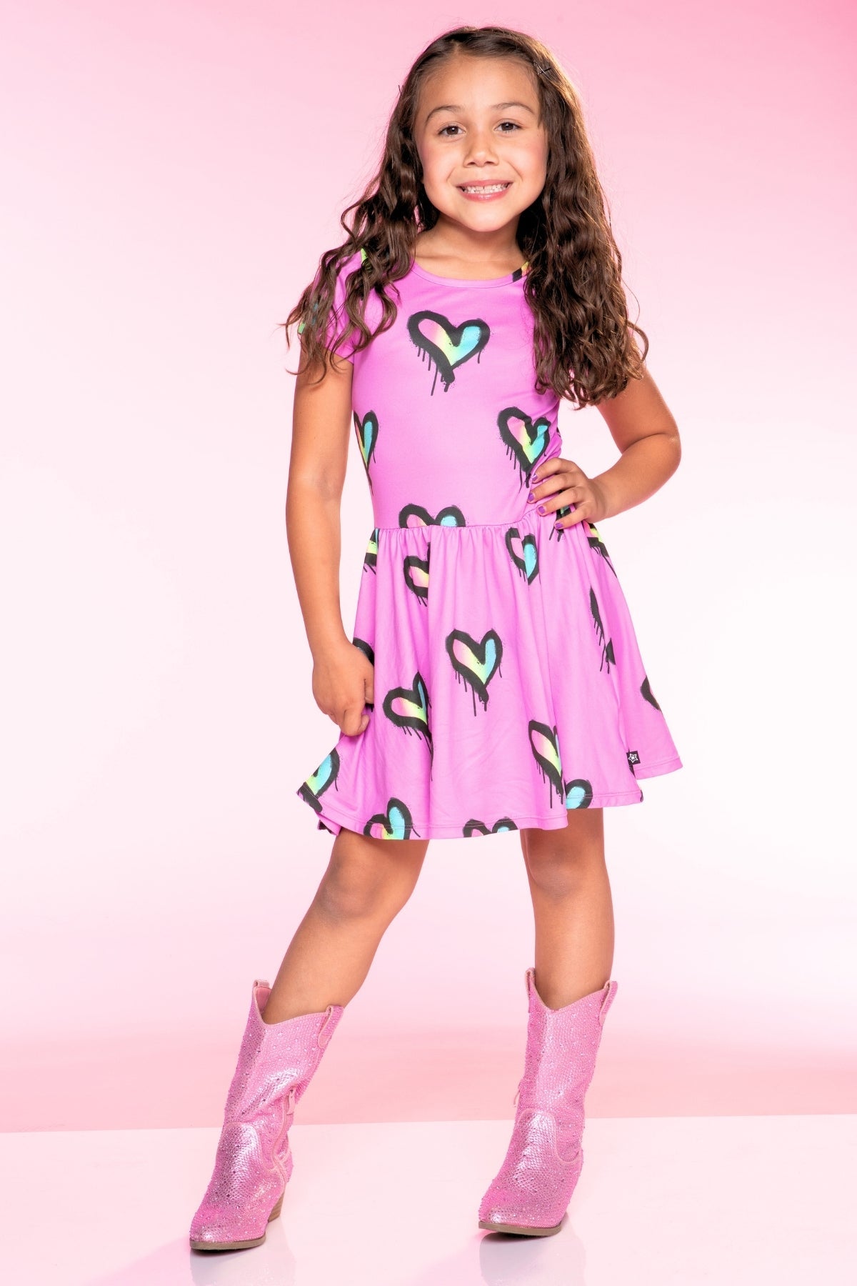 Simply Soft Short Sleeve Be Happy Dress - Tie Dye Rainbow Donuts