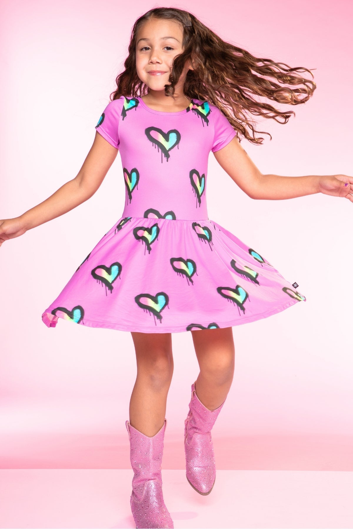 Simply Soft Short Sleeve Be Happy Dress - Tie Dye Rainbow Donuts