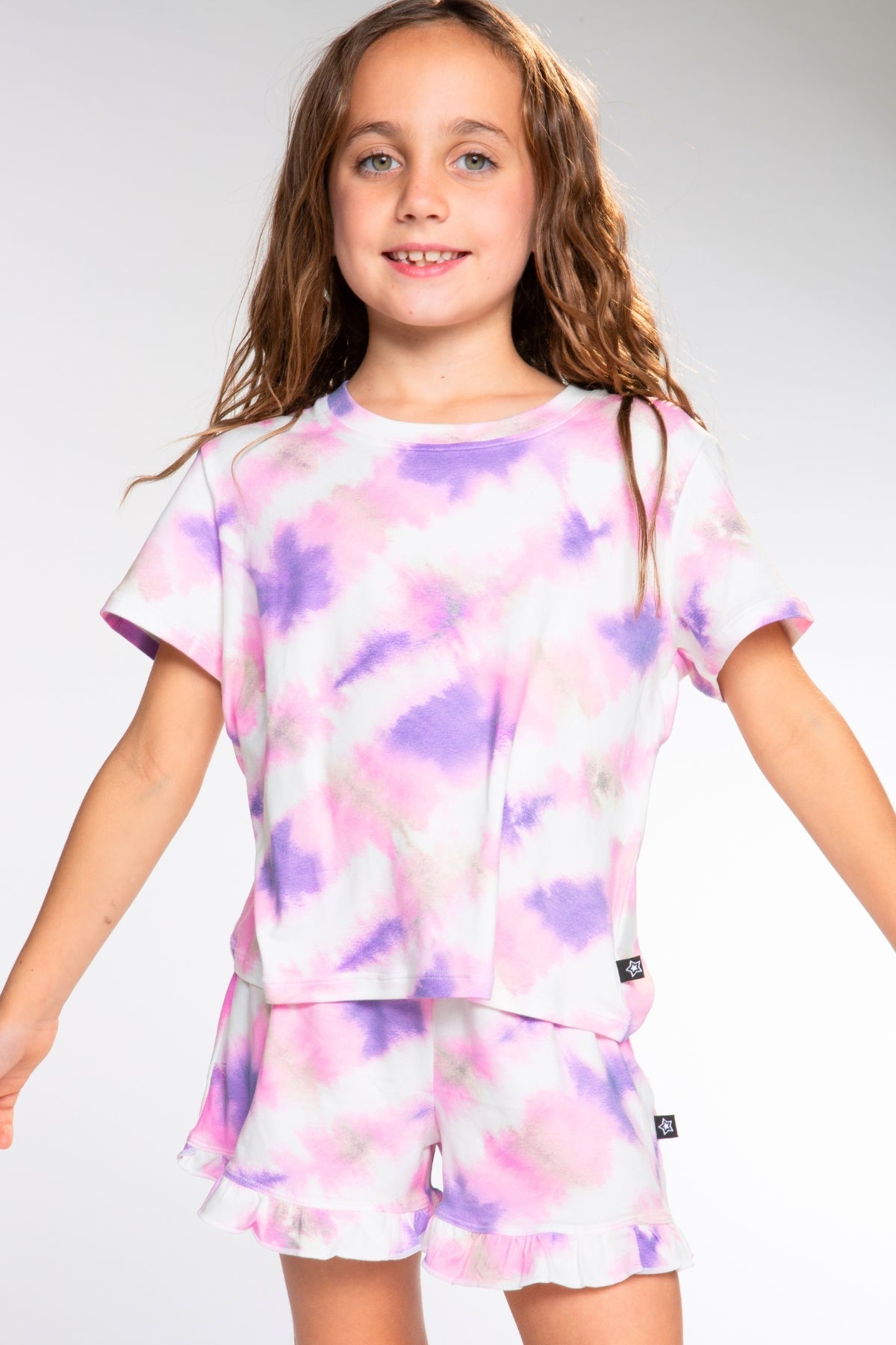 Simply Soft Ruffle Short - Pink Blue Star