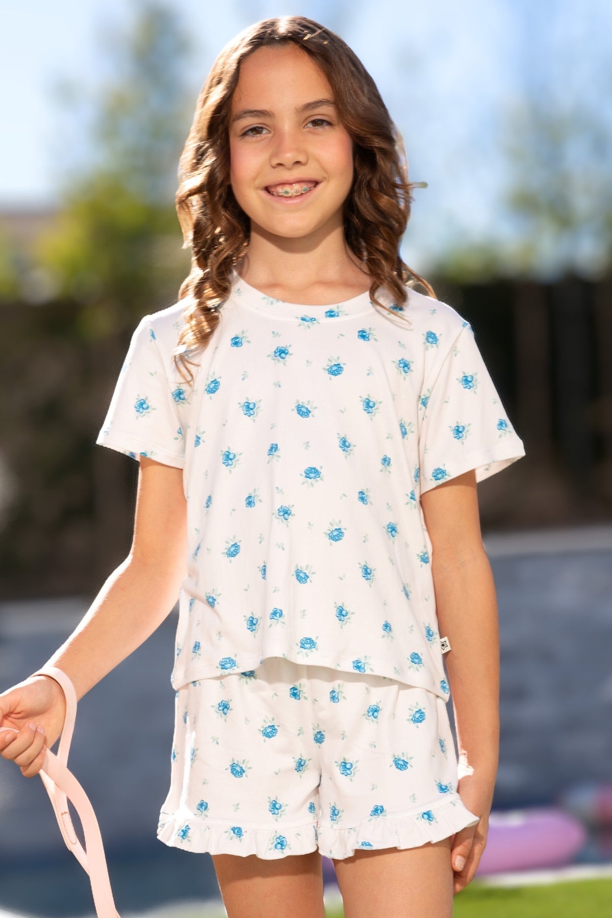 Simply Soft Ruffle Short - Pink Blue Star