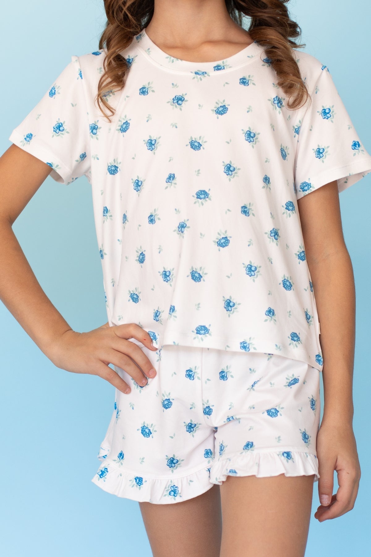 Simply Soft Ruffle Short - Pink Blue Star