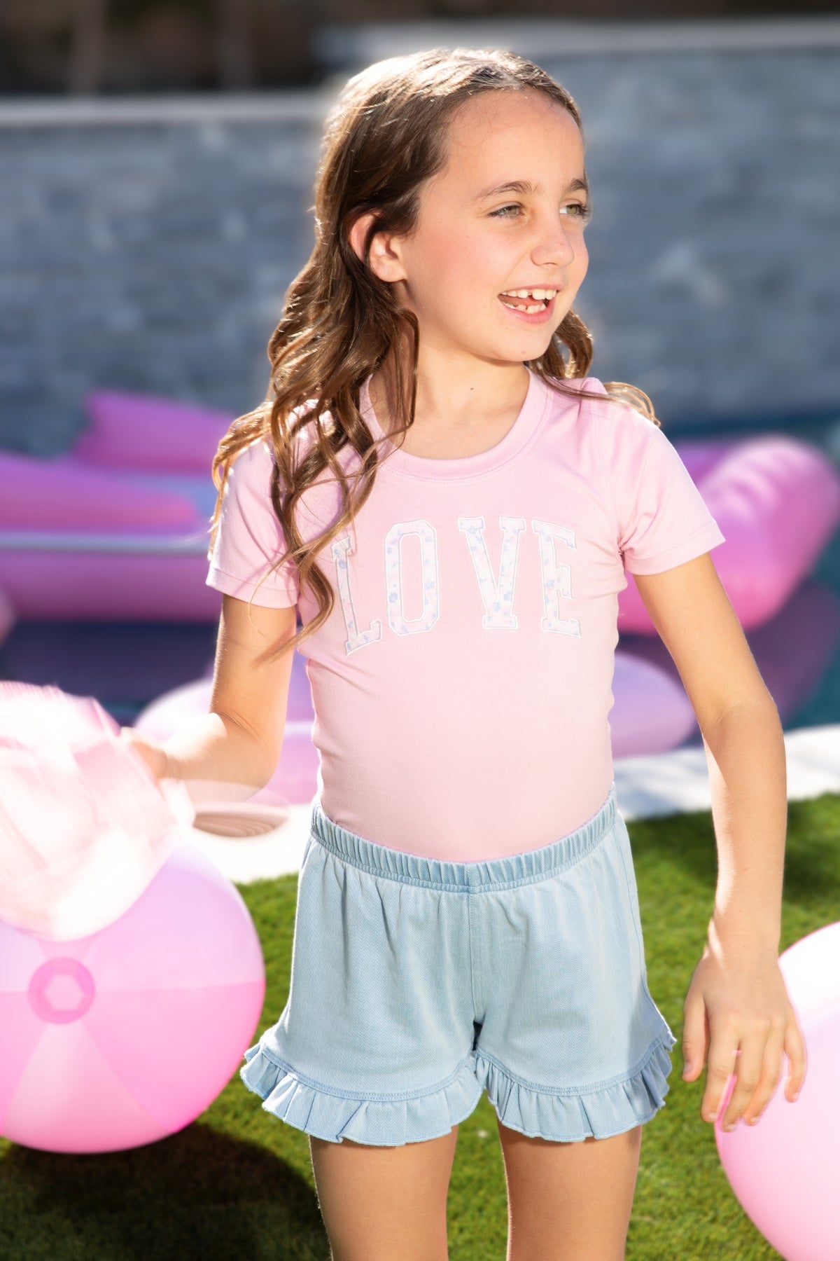Super Stretch Soft Denim Ruffle Short - Light Blue Denim - SPRING!