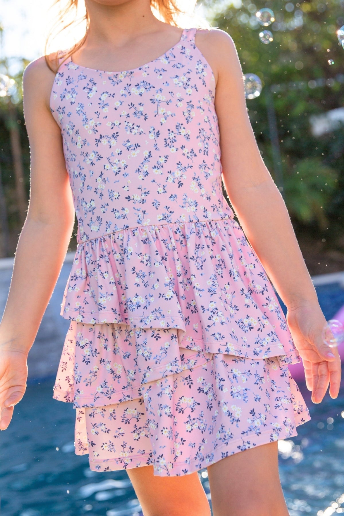 Air Swift Asymmetrical Tank Dress - Pink Rose Floral - NEW!