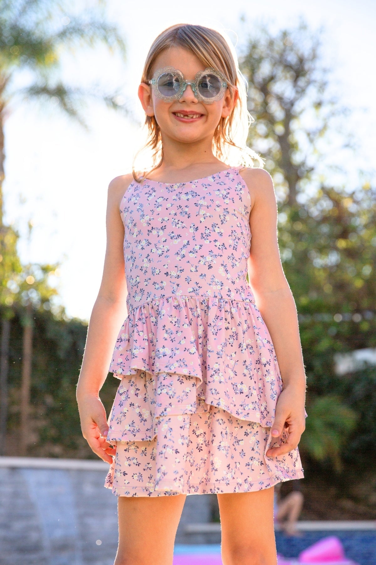Air Swift Asymmetrical Tank Dress - Pink Rose Floral - NEW!