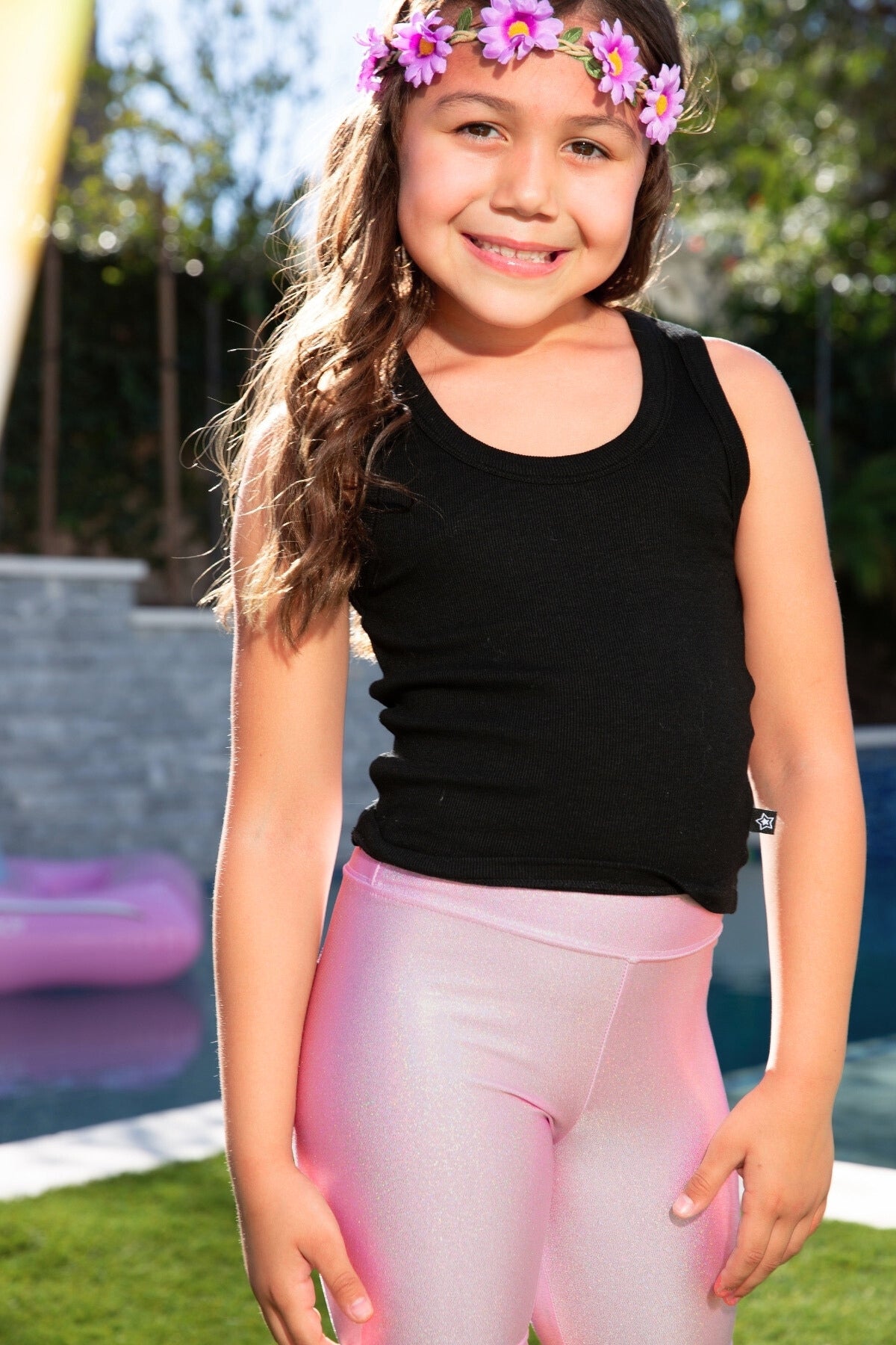 High Shine Biker Short - Pink Glitter