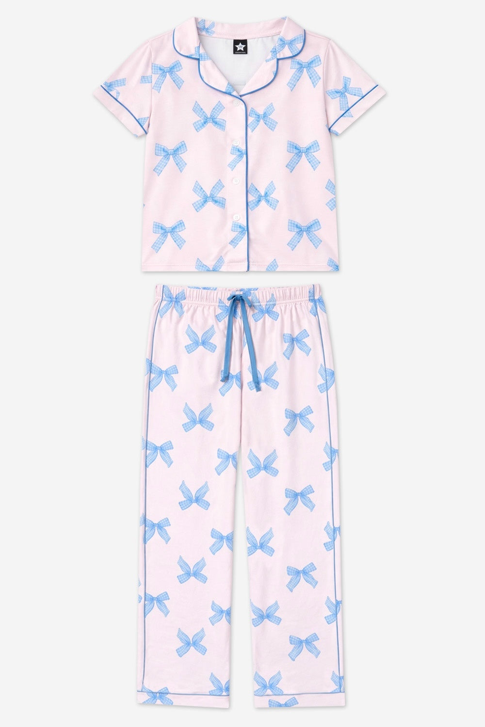 Simply Soft Button Down Tee & Karate Pant - Lt Pink Paris Icons