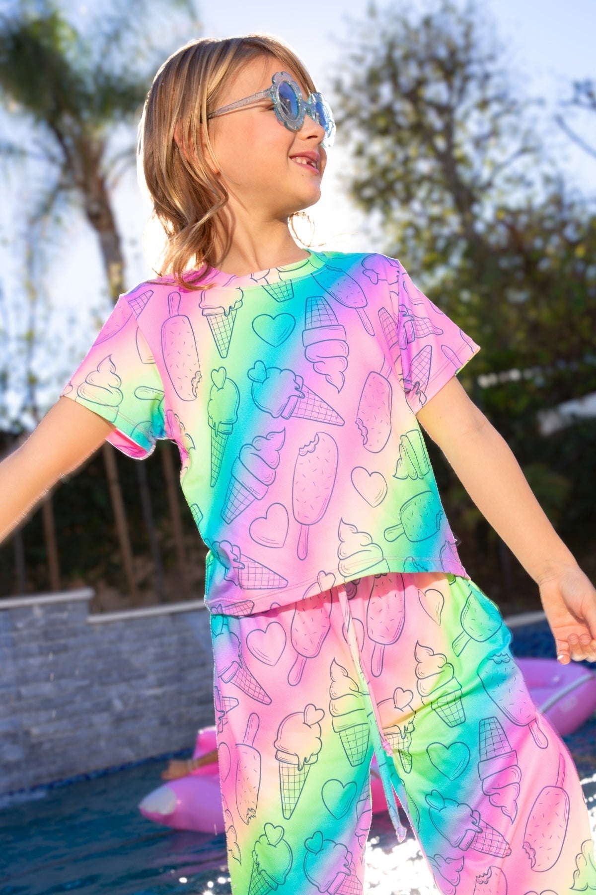 Simply Soft Easy Tee & Karate Pant - Dusty Pink Sticker Emojis