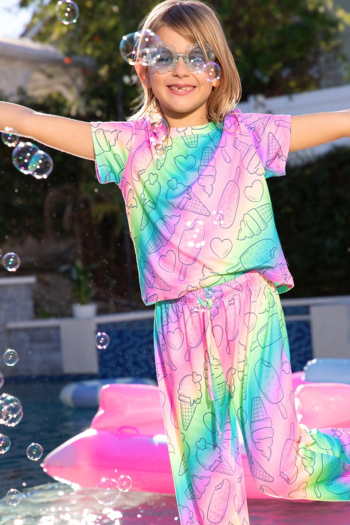 Simply Soft Easy Tee & Karate Pant - Dusty Pink Sticker Emojis