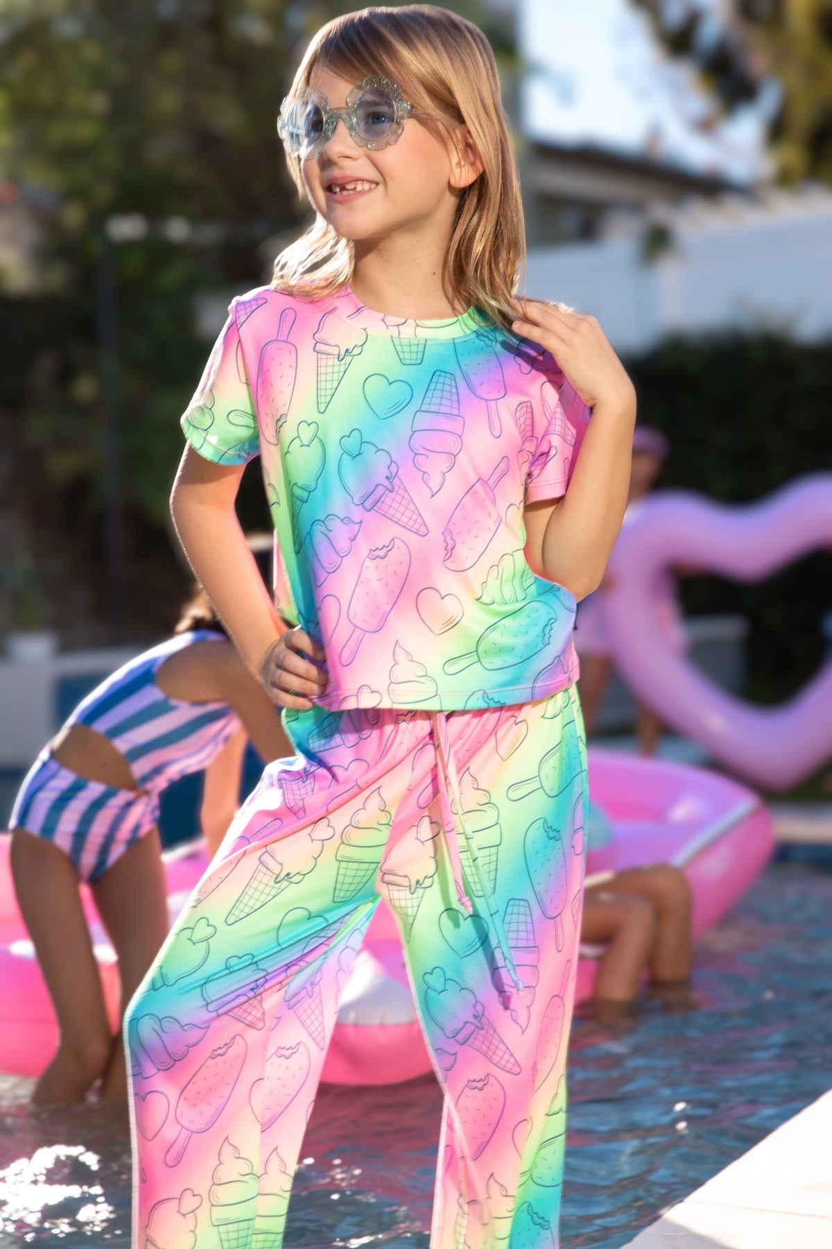 Simply Soft Easy Tee & Karate Pant - Dusty Pink Sticker Emojis