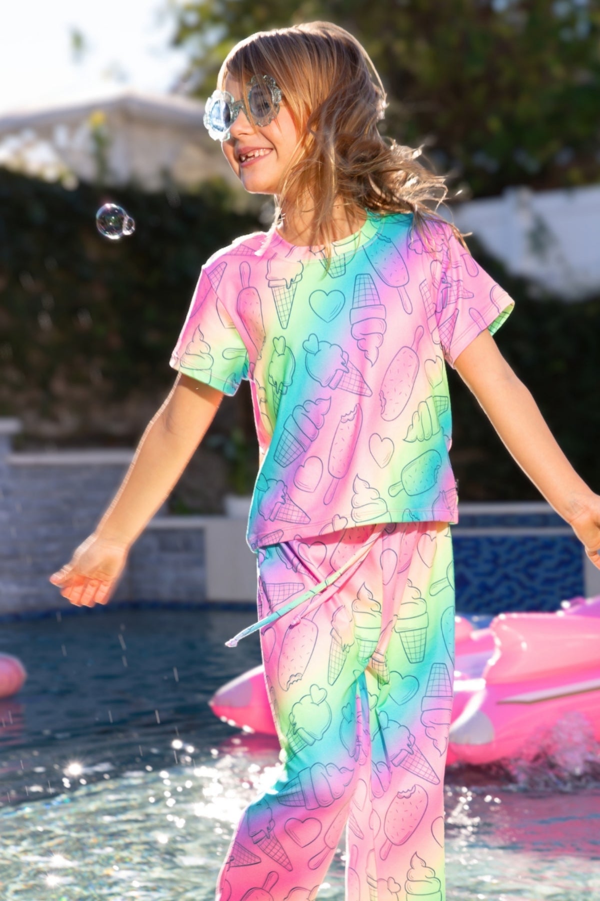 Simply Soft Easy Tee & Karate Pant - Dusty Pink Sticker Emojis