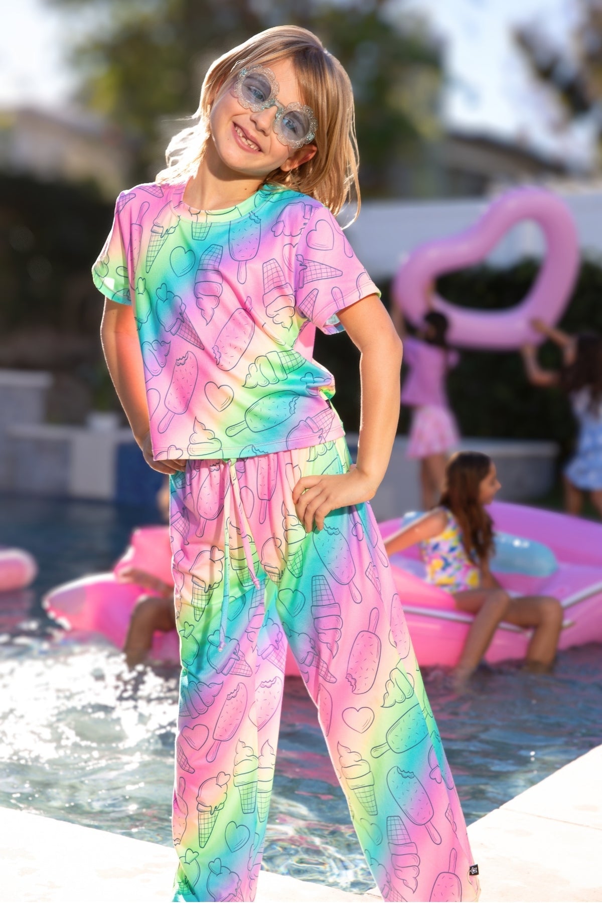 Simply Soft Easy Tee & Karate Pant - Dusty Pink Sticker Emojis
