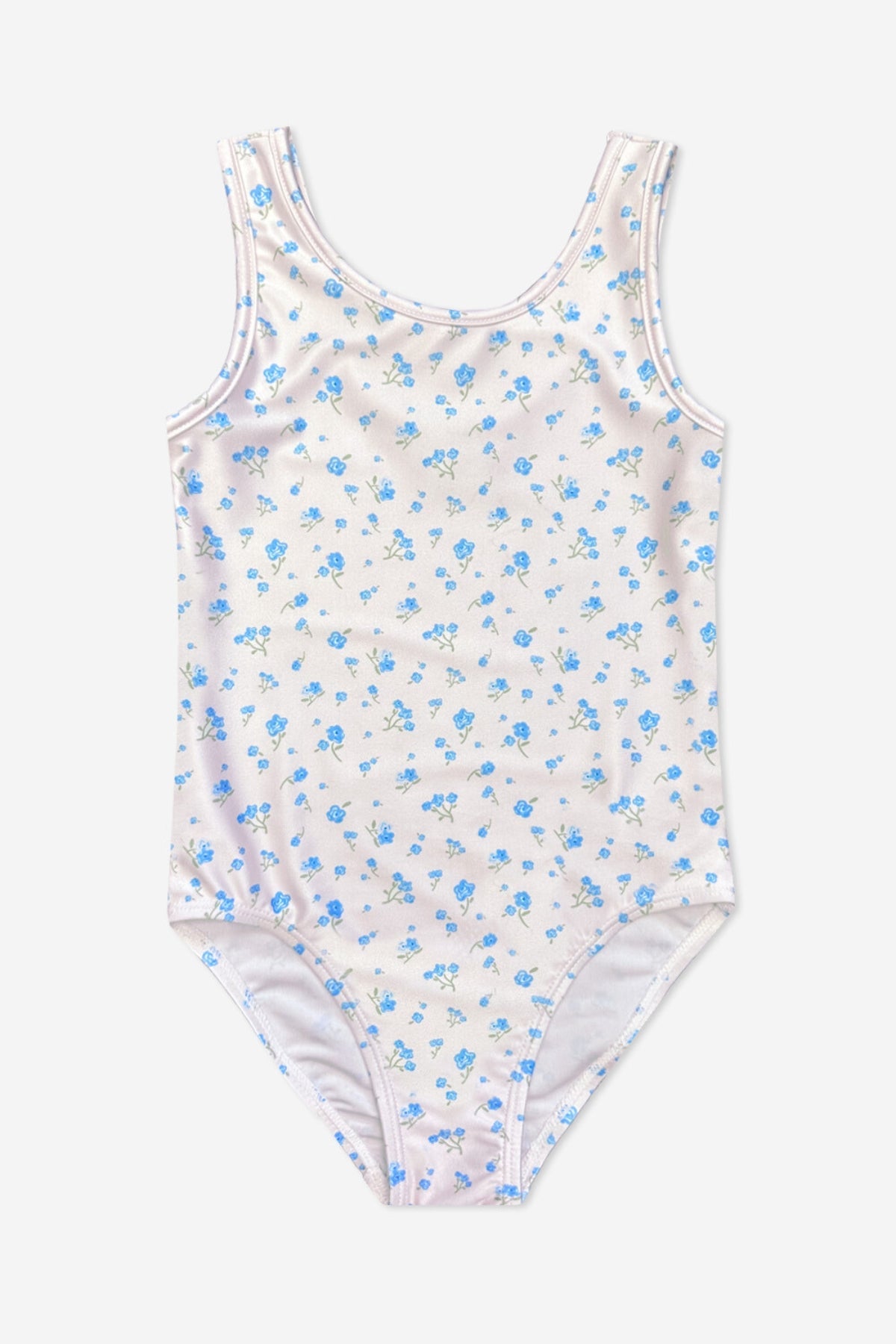 One Piece Cross Back Swimsuit - Dusty Blue Lemon Floral