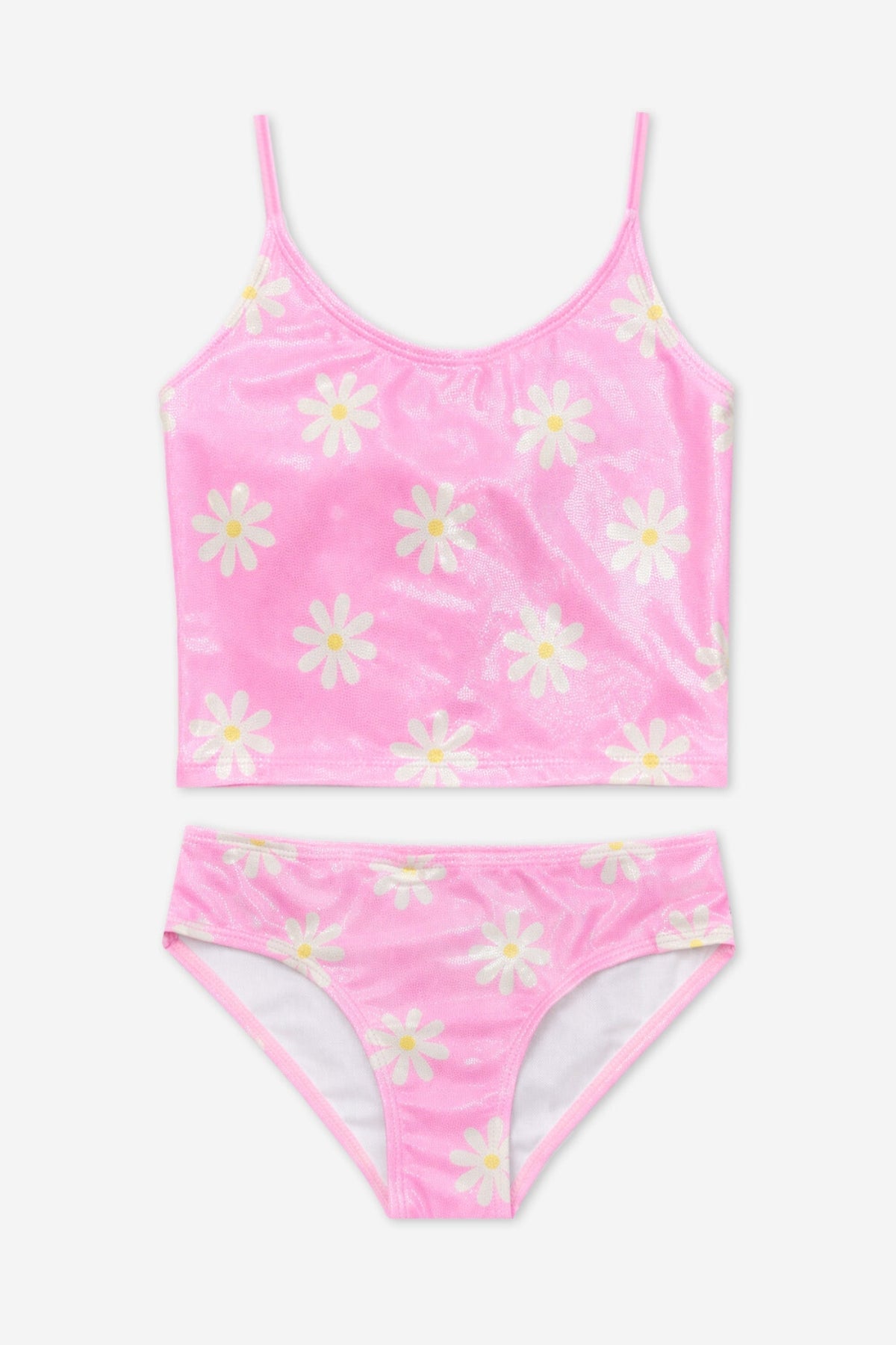 Tankini Two Piece Swimsuit - Pink Aqua Lemon