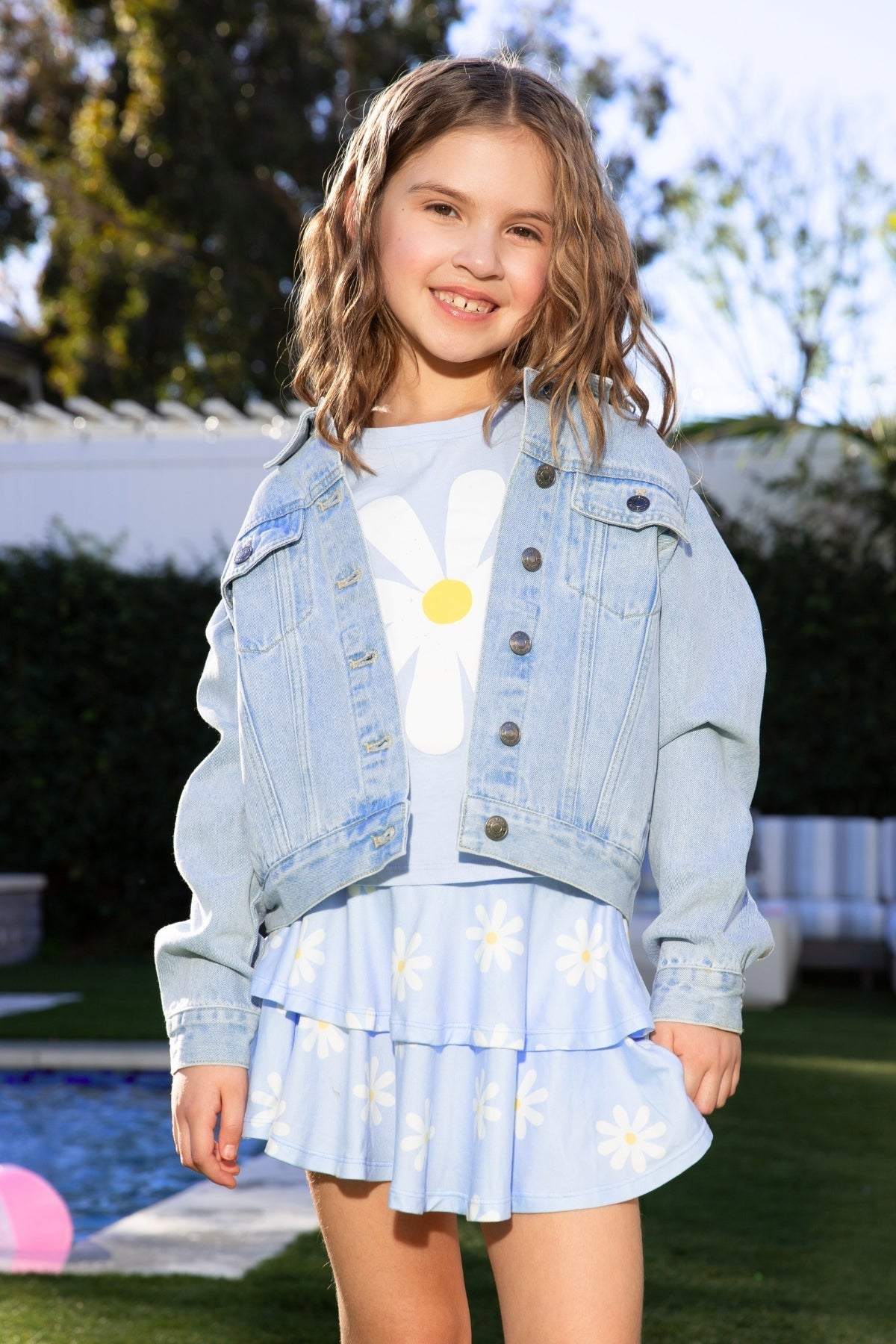 Simply Soft Double Ruffle Skort - Light Blue Daisy - NEW!