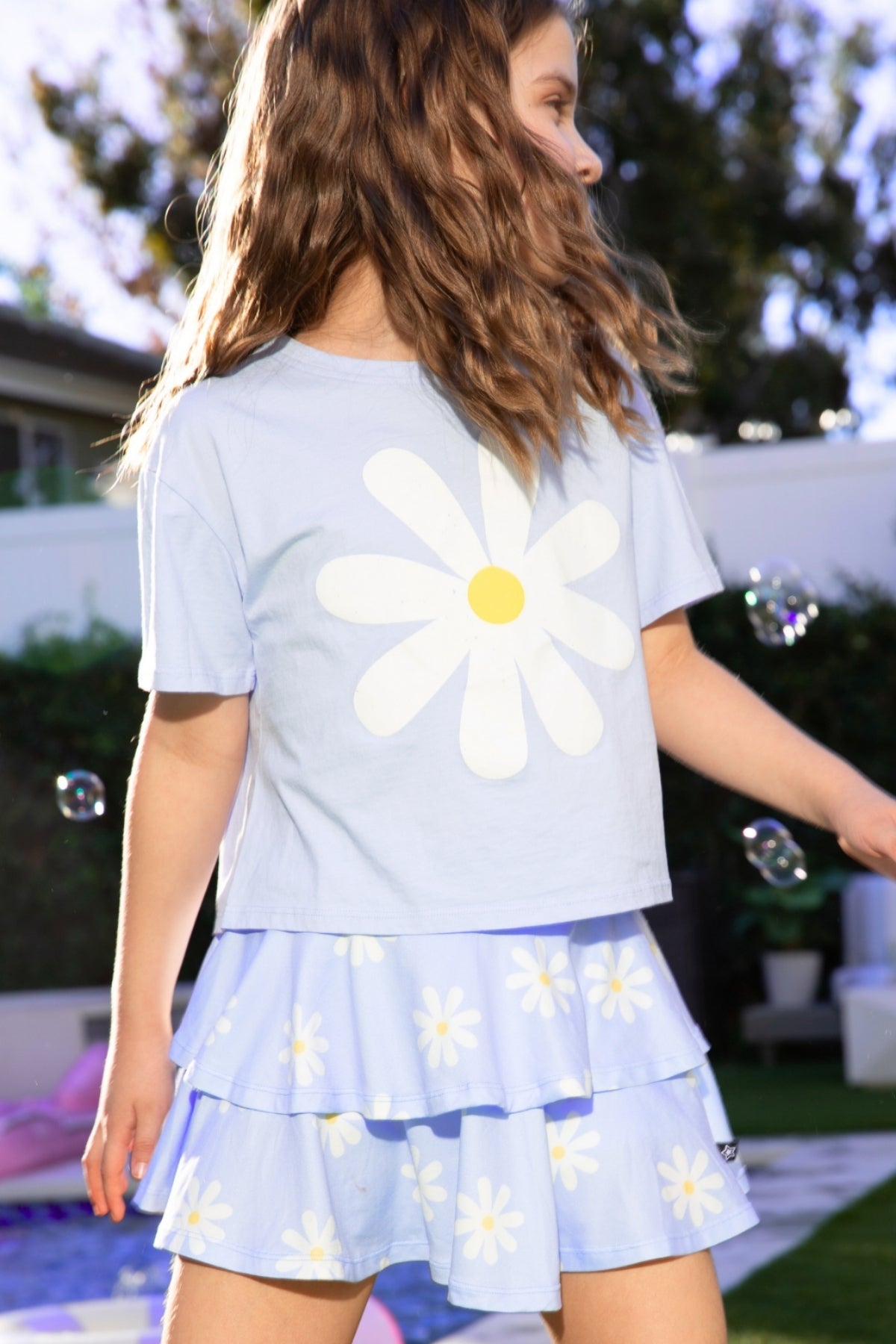 Simply Soft Double Ruffle Skort - Light Blue Daisy - NEW!