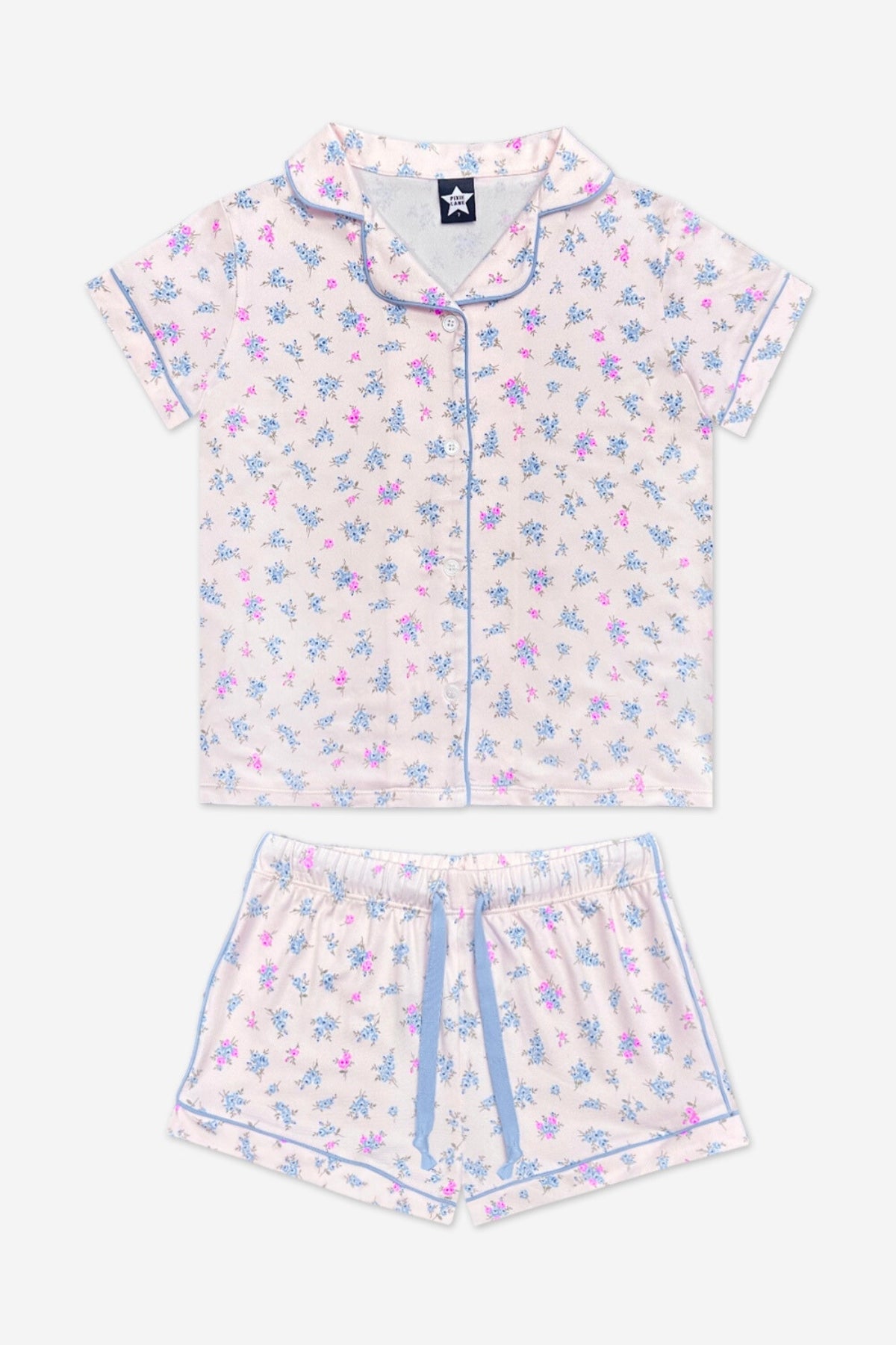 Short Sleeve Simply Soft Button Down Top & Short - Pink Ivory Striped Strawberry - NEW!