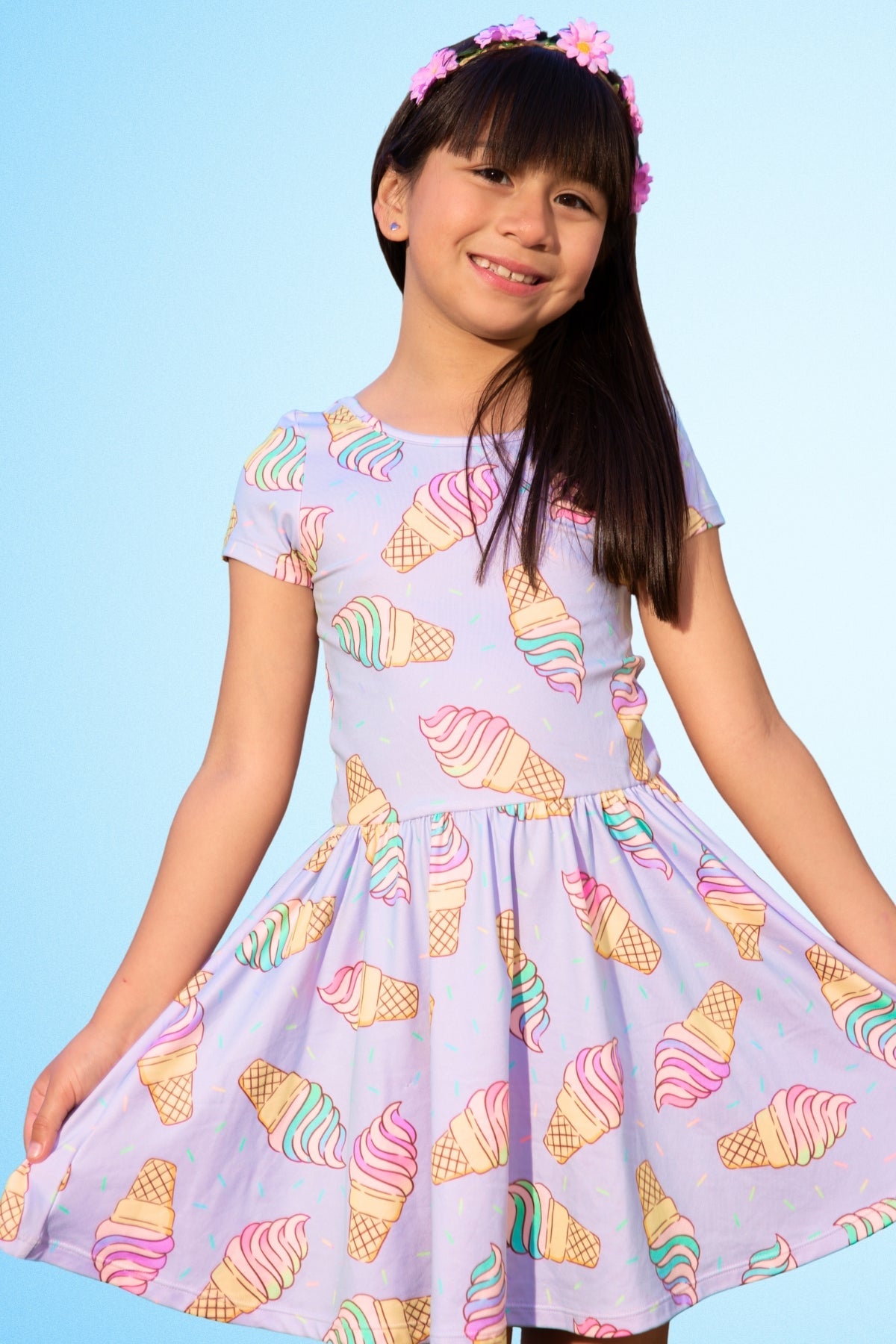 Simply Soft Short Sleeve Be Happy Dress - Tie Dye Rainbow Donuts