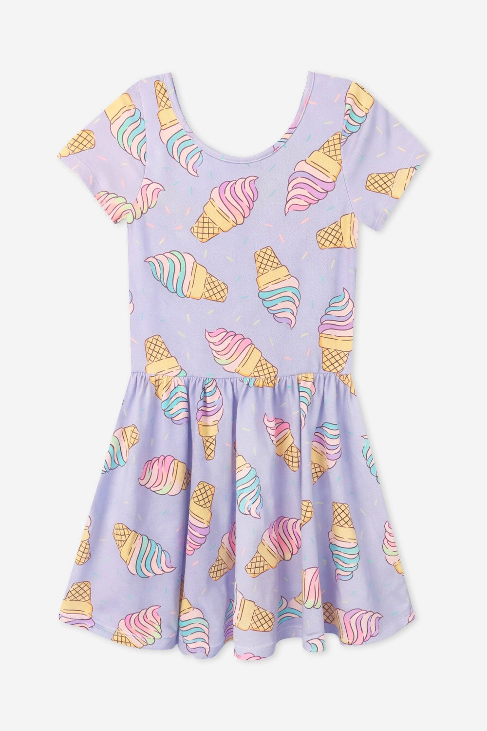 Simply Soft Short Sleeve Be Happy Dress - Tie Dye Rainbow Donuts