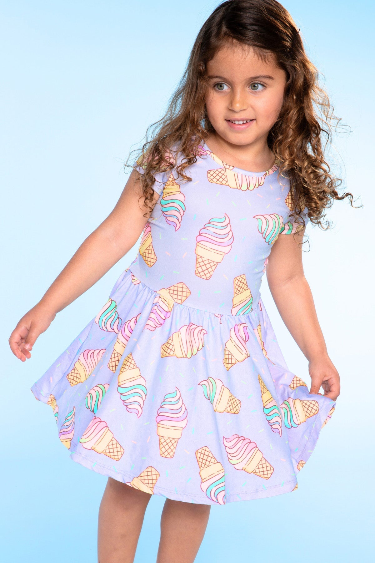 Simply Soft Short Sleeve Be Happy Dress - Tie Dye Rainbow Donuts
