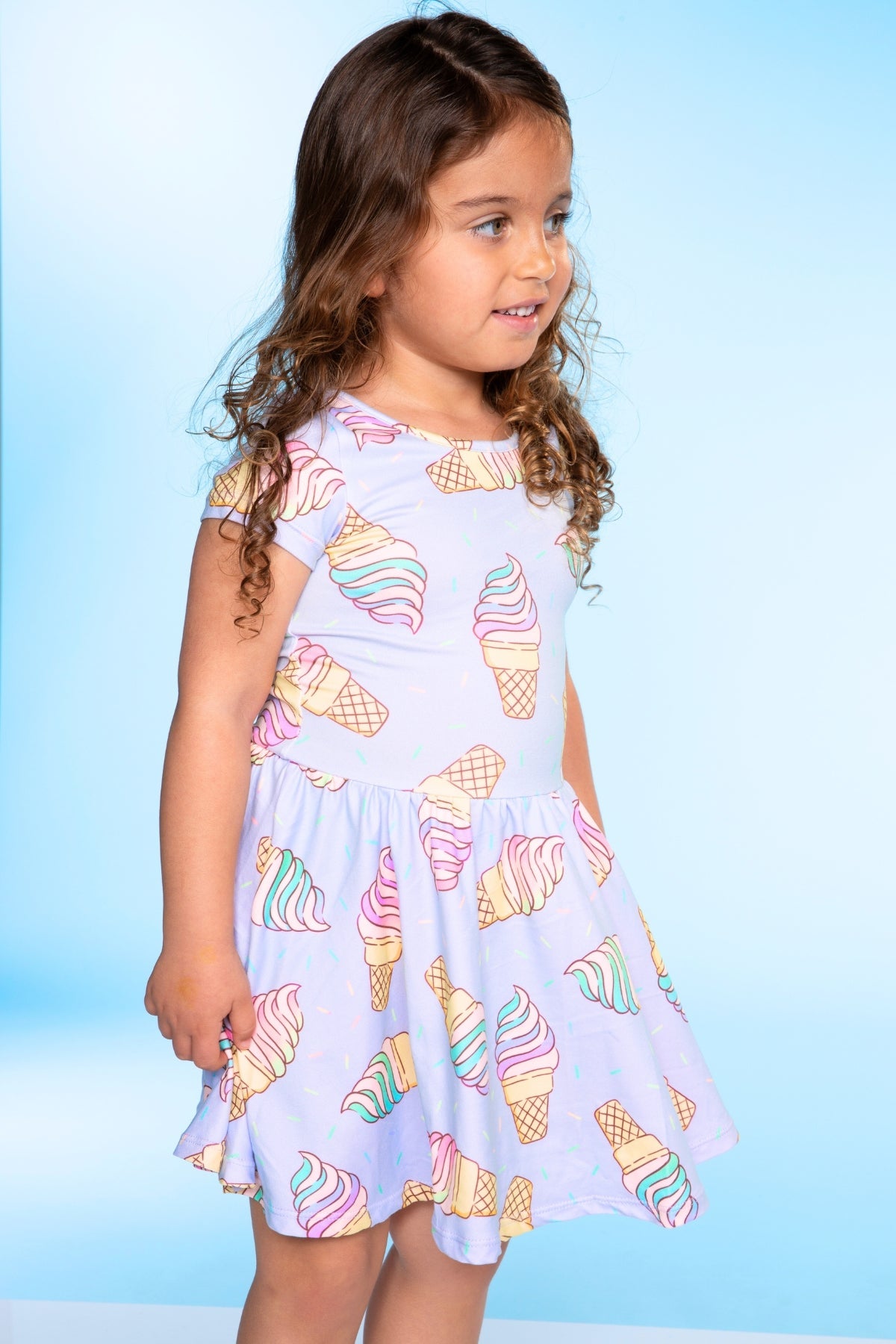 Simply Soft Short Sleeve Be Happy Dress - Tie Dye Rainbow Donuts