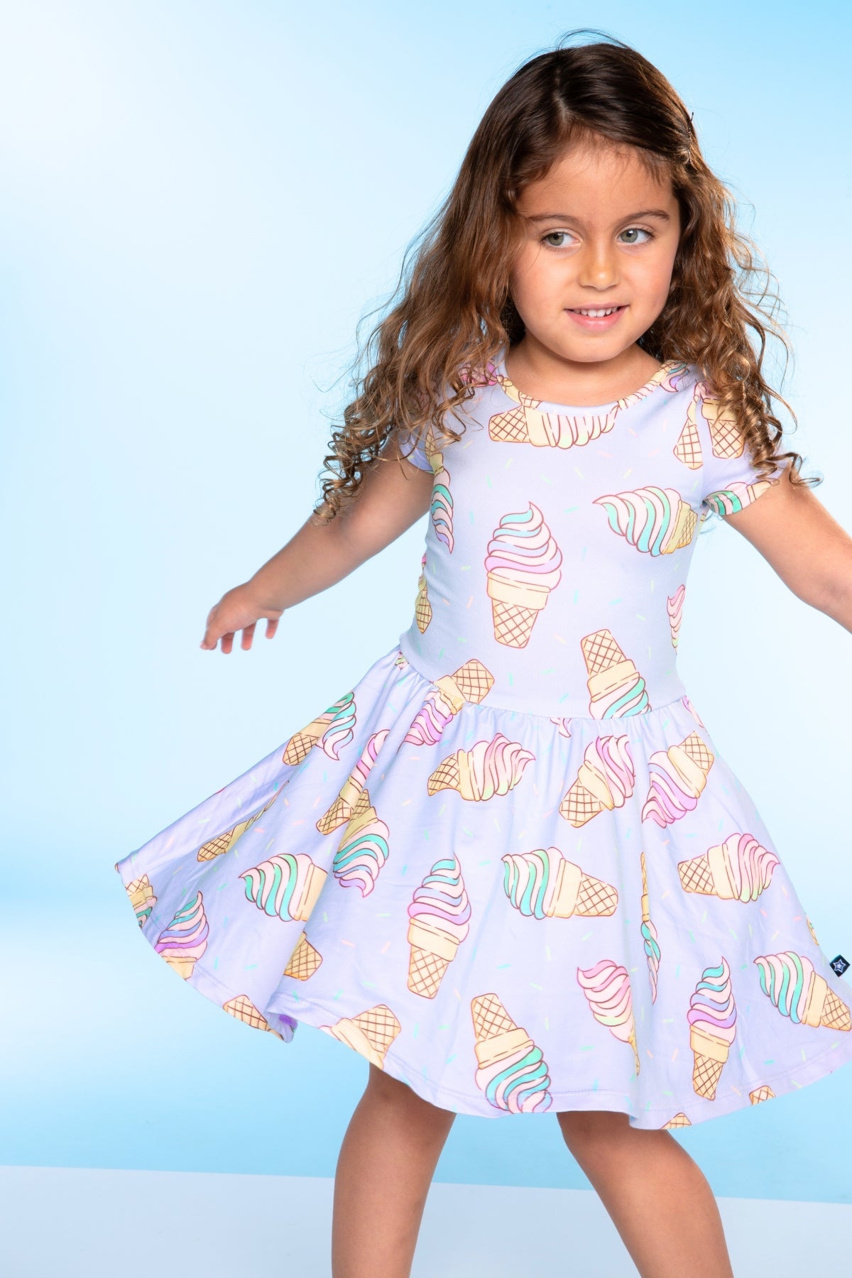Simply Soft Short Sleeve Be Happy Dress - Tie Dye Rainbow Donuts