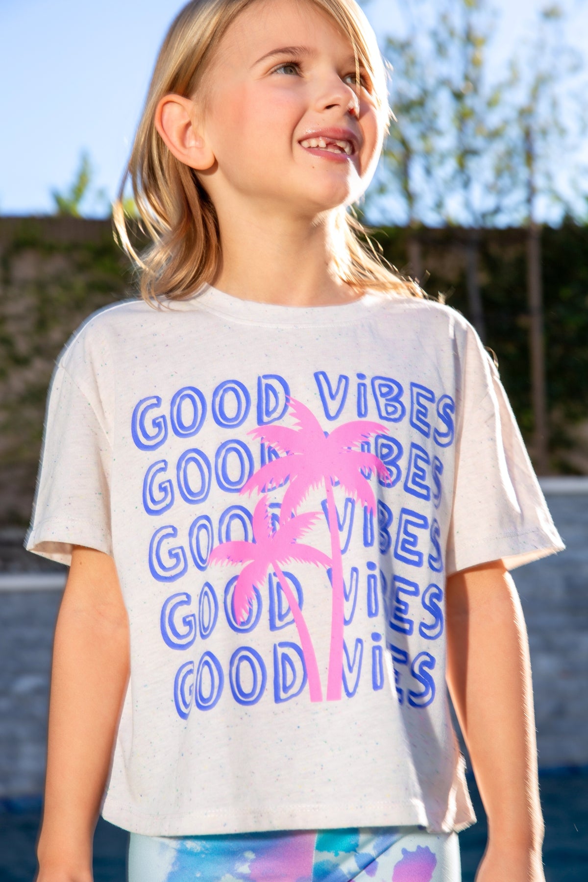 3-Pack Washed Cotton Drop Shoulder Tee - Lilac Denim Palm | Pink Good Vibes Splatter Smile | Pink Strawberry Vibes
