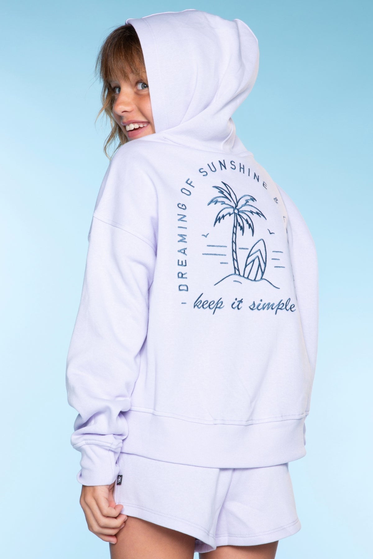 Cloud Soft French Terry Everyday Hoodie - Blush Focus On The Good Ditsy Lilac Floral