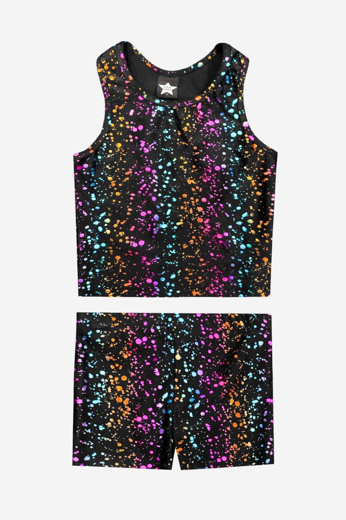 High Shine Cropped Racerback Tank & Tumble Short - Black Lollipops