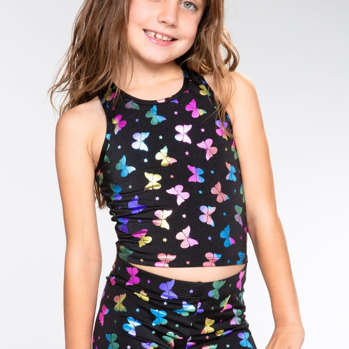 High Shine Cropped Racerback Tank & Tumble Short