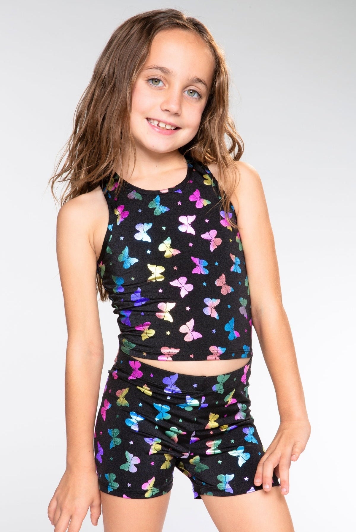 High Shine Cropped Racerback Tank & Tumble Short