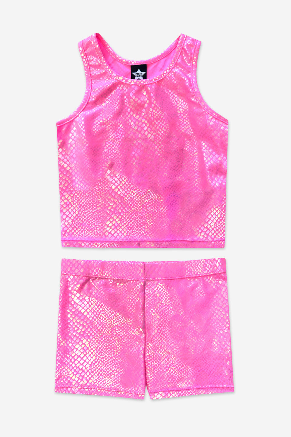 High Shine Cropped Racerback Tank & Tumble Short - Black Lollipops