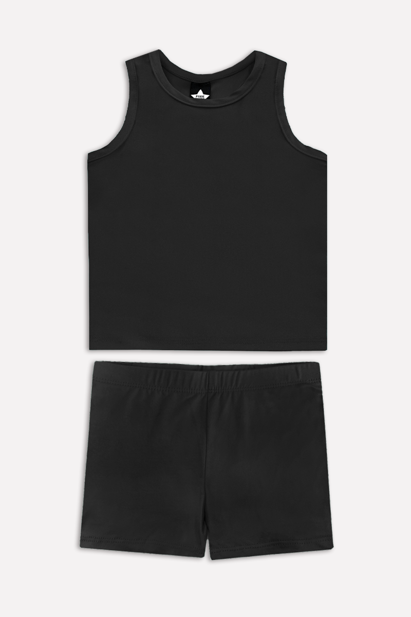 Simply Soft Luxe Cropped Racerback Tank & Tumble Short - Light Blue Smile Star
