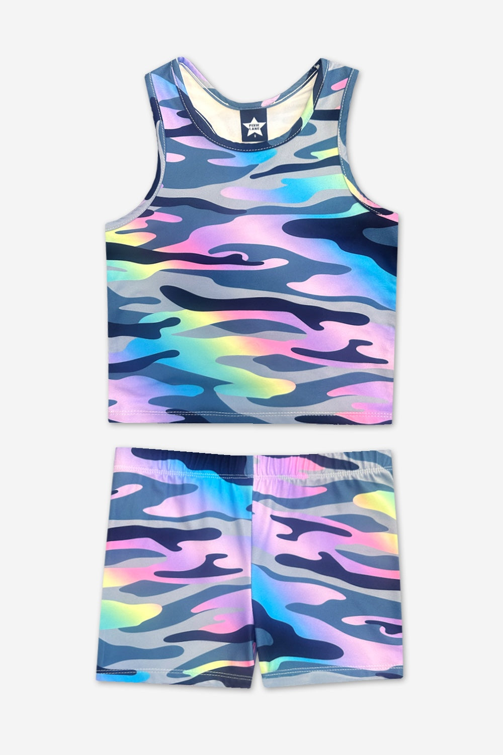 Simply Soft Luxe Cropped Racerback Tank & Tumble Short - Light Blue Smile Star